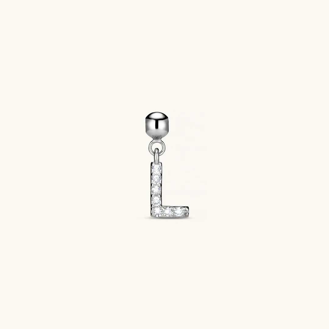 L Diamond Initial Charm Silver