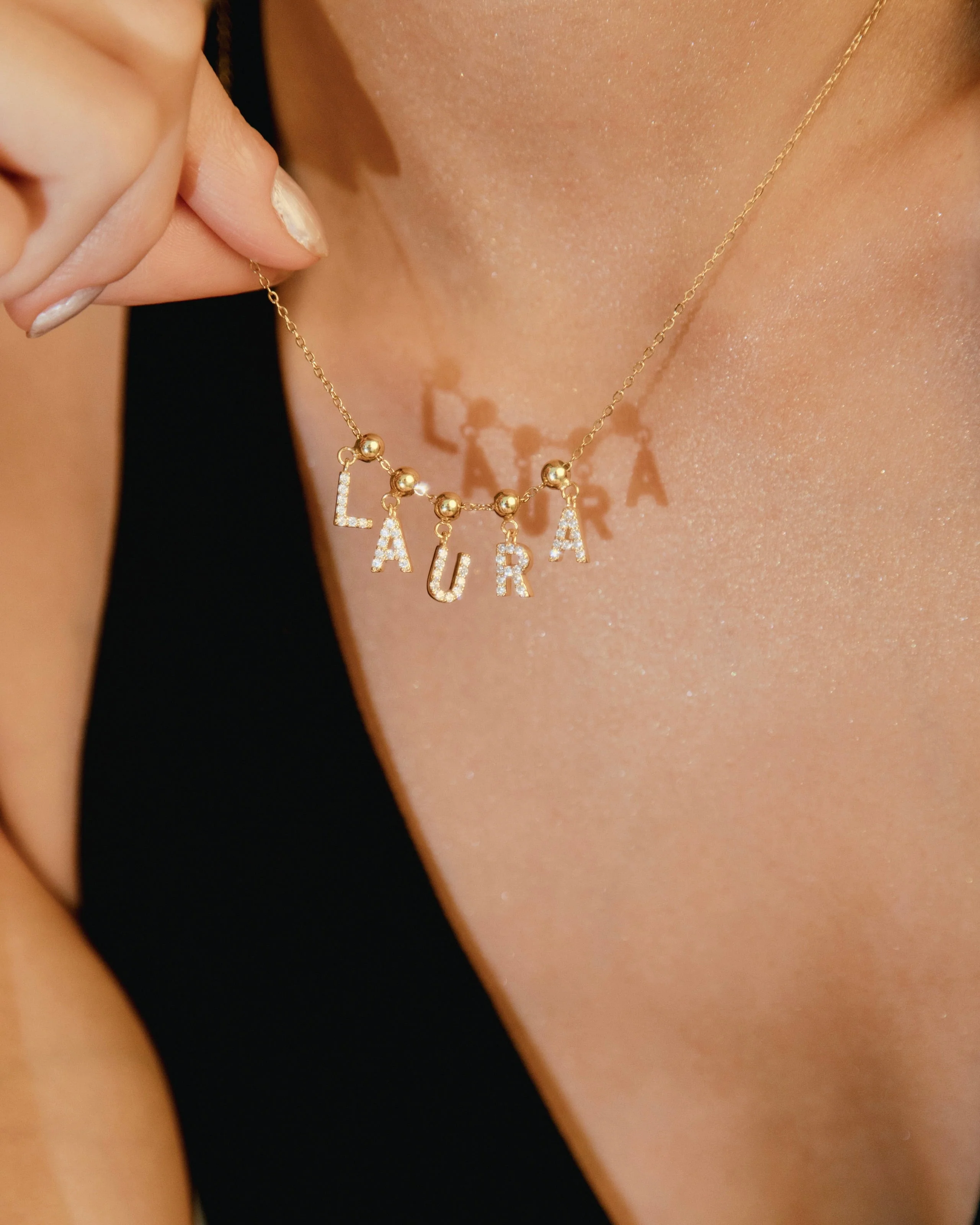 L Diamond Initial Charm Gold - Image 3