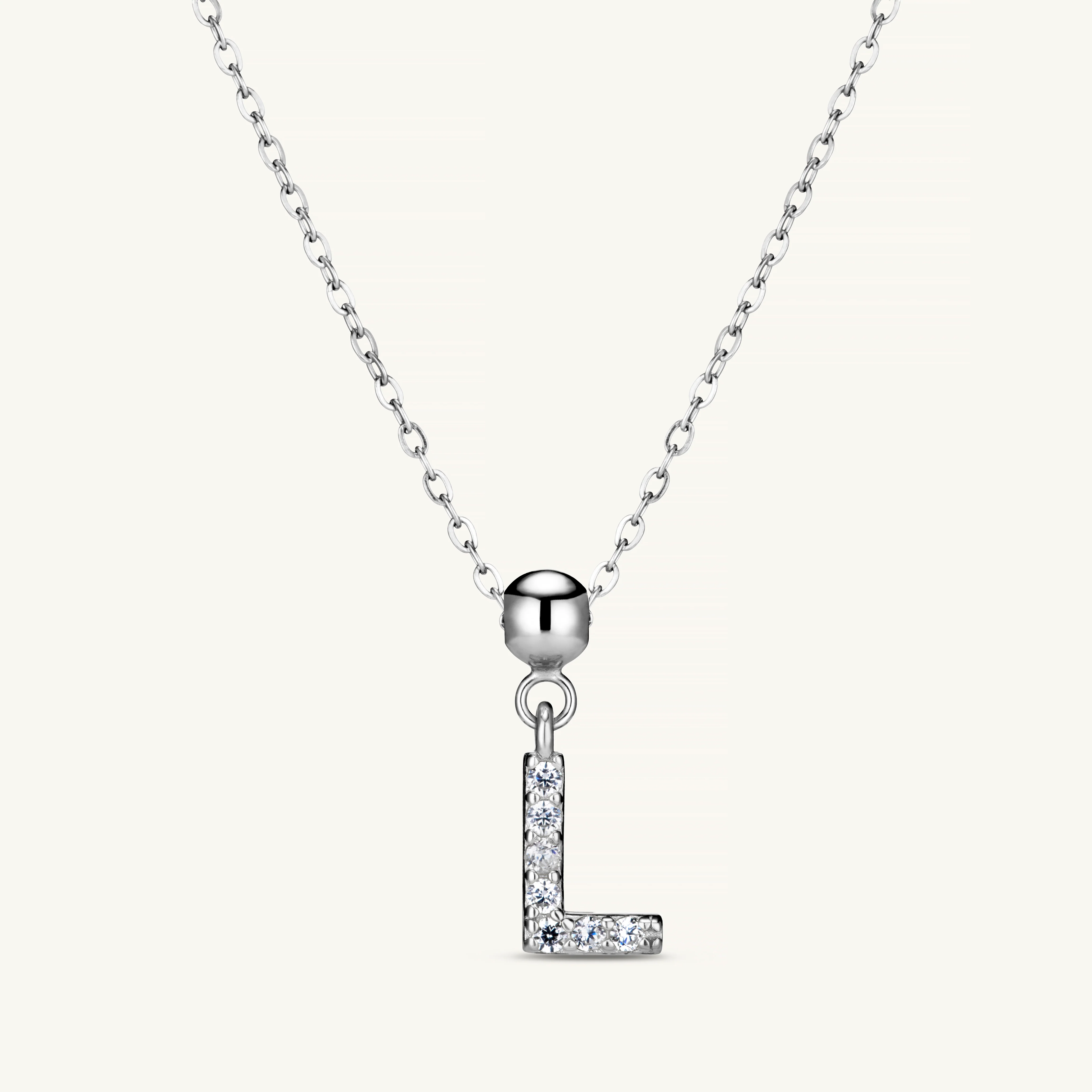 L Diamond Initial Charm Silver - Image 3