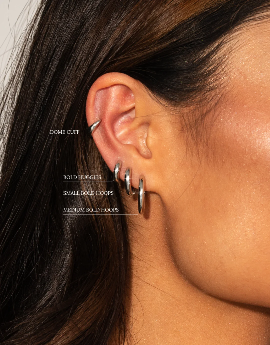 Medium Bold Hoops in Silver - Image 7