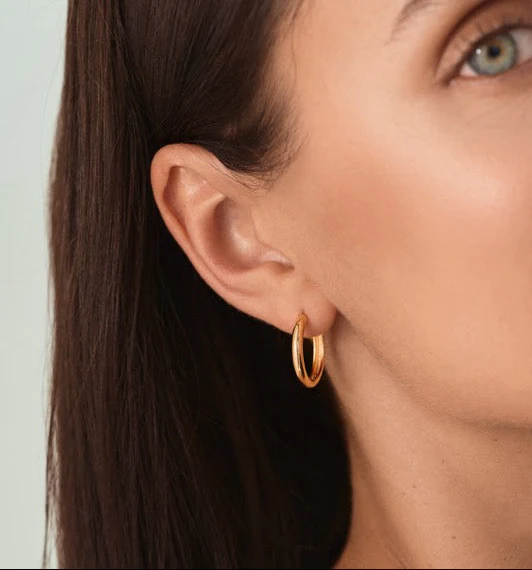 Medium Bold Hoops in Gold - Image 7