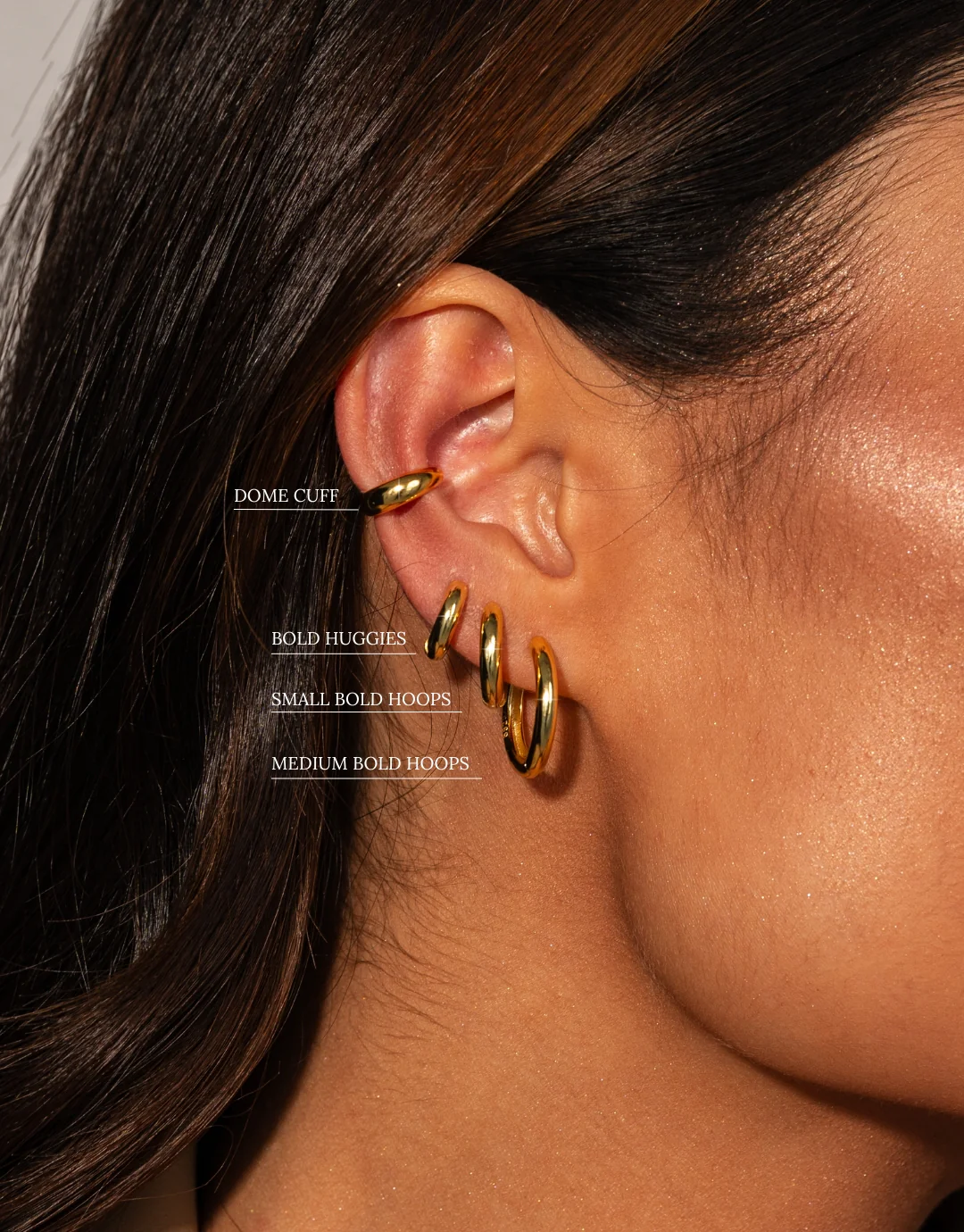 Medium Bold Hoops in Gold - Image 9