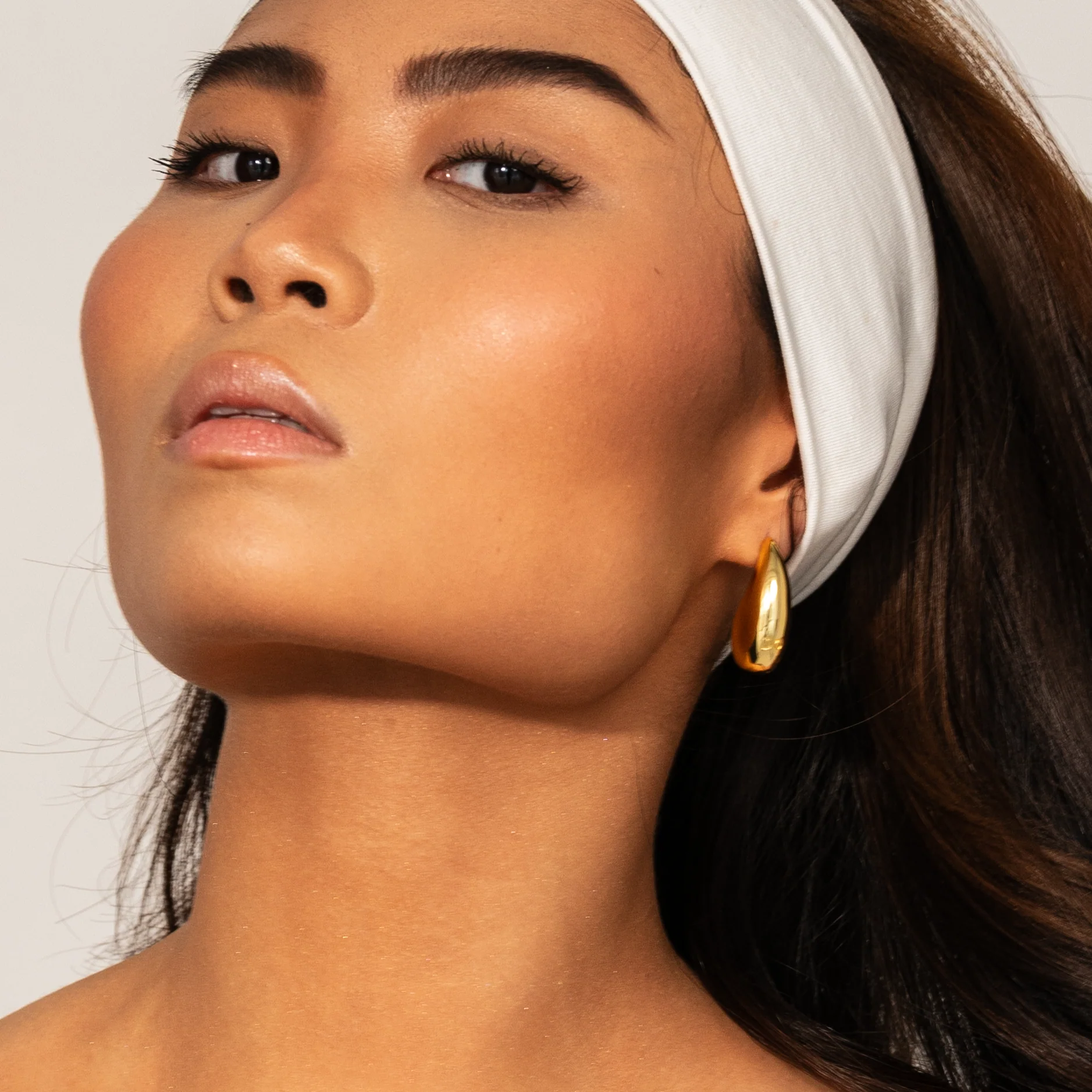Large Dome Earrings in Silver - Image 2