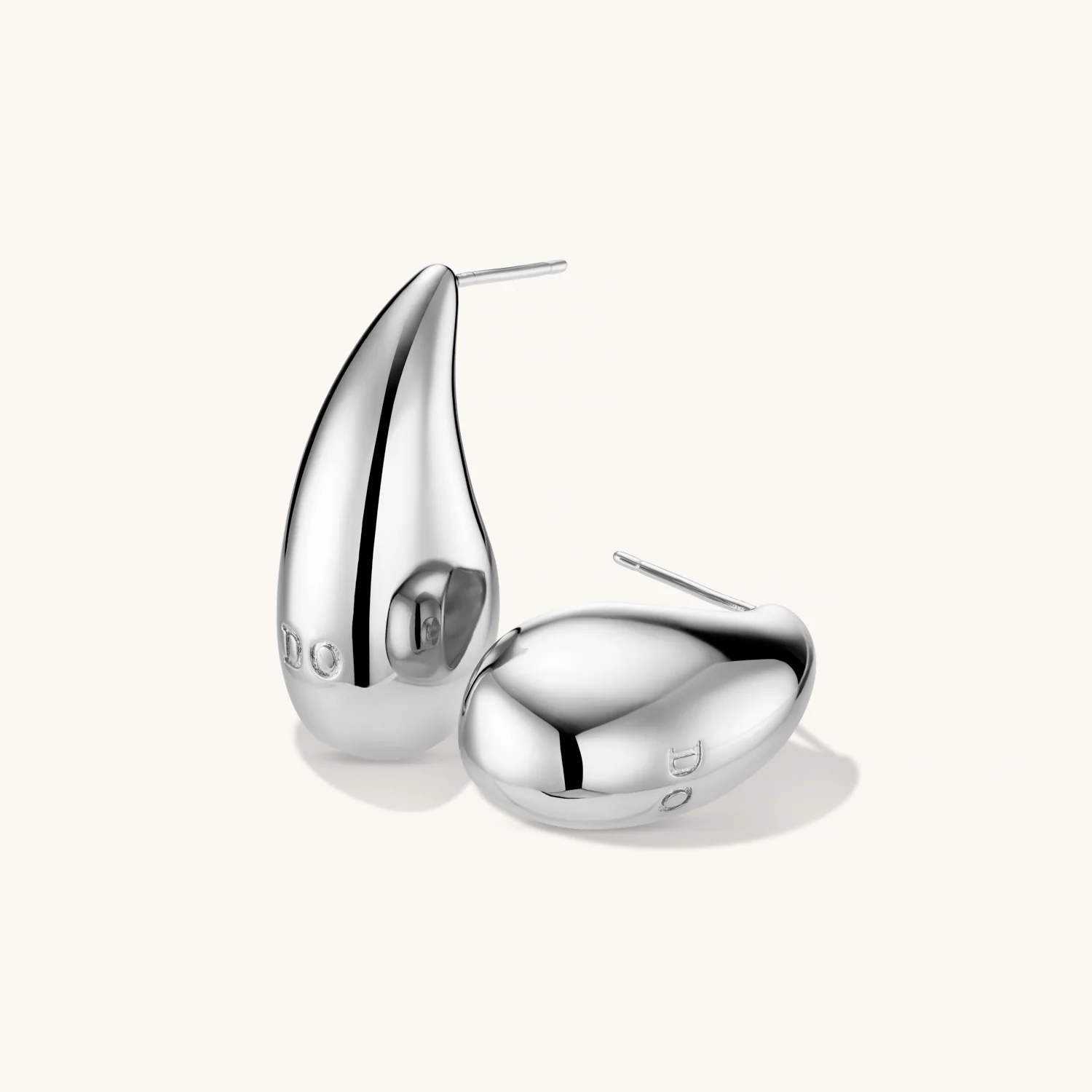 Large Dome Earrings in Silver - Image 3