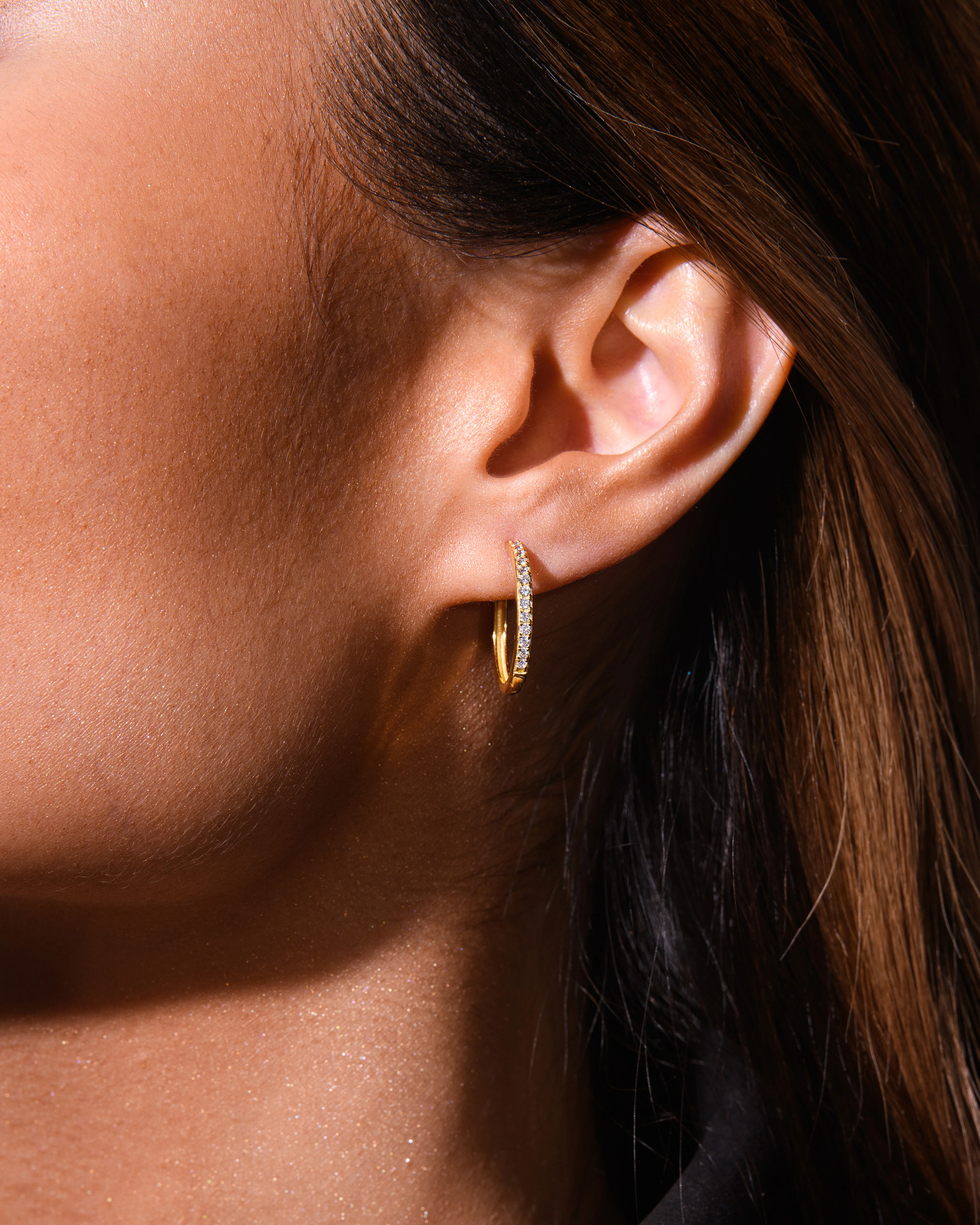 Medium Pave Hoops Silver - Image 3