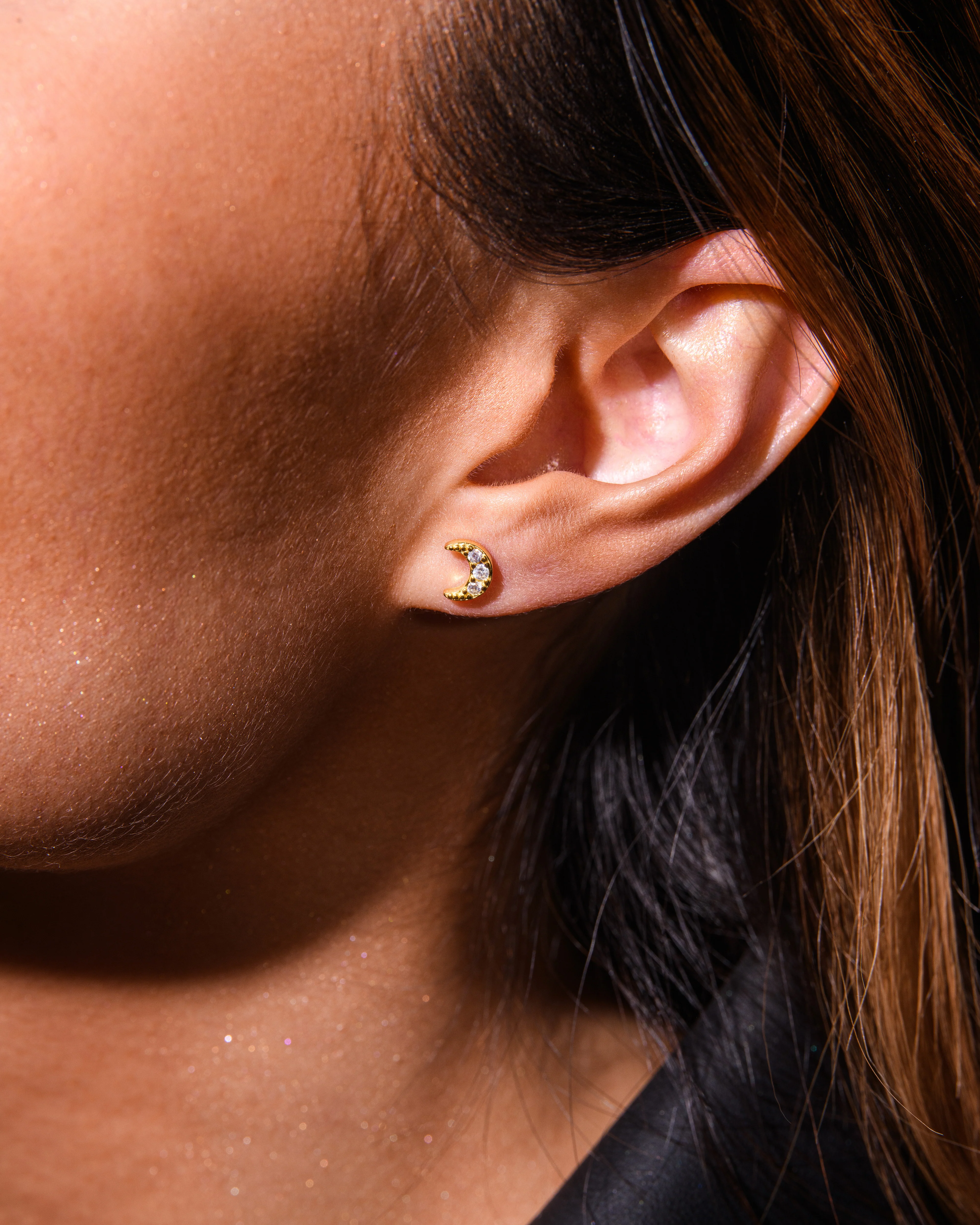 Luna Crystal Stud Earring in Gold - Image 3