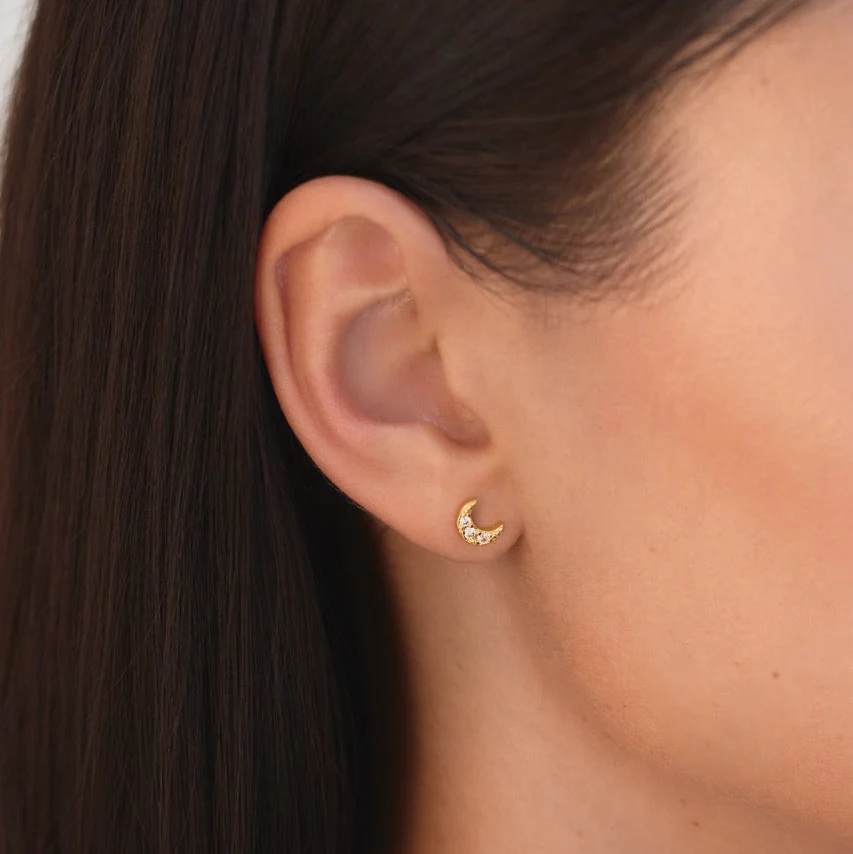 Luna Crystal Stud Earring in Gold - Image 4