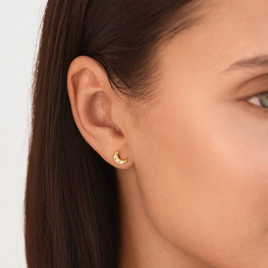 Luna Crystal Stud Earring in Gold - Image 5