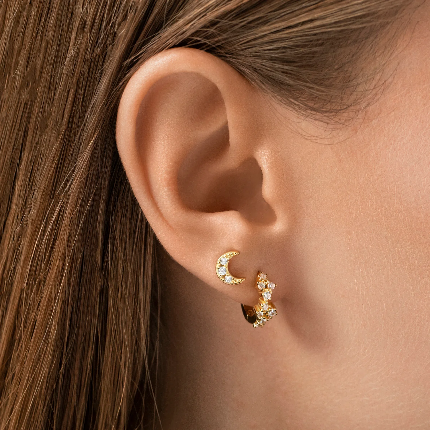 Luna Crystal Stud Earring in Gold - Image 6