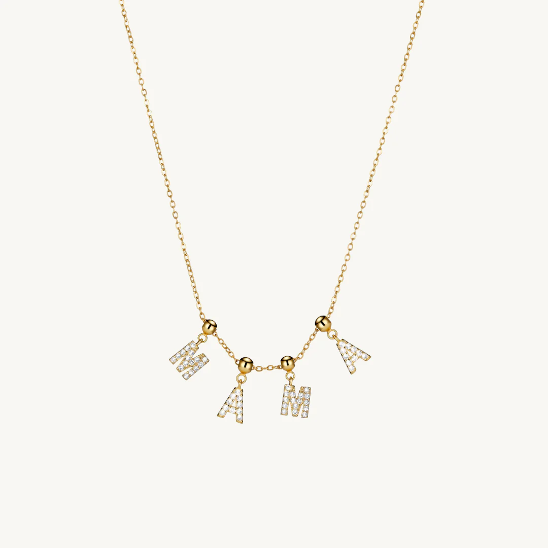 Mama Diamond Charm Necklace Gold - Image 2