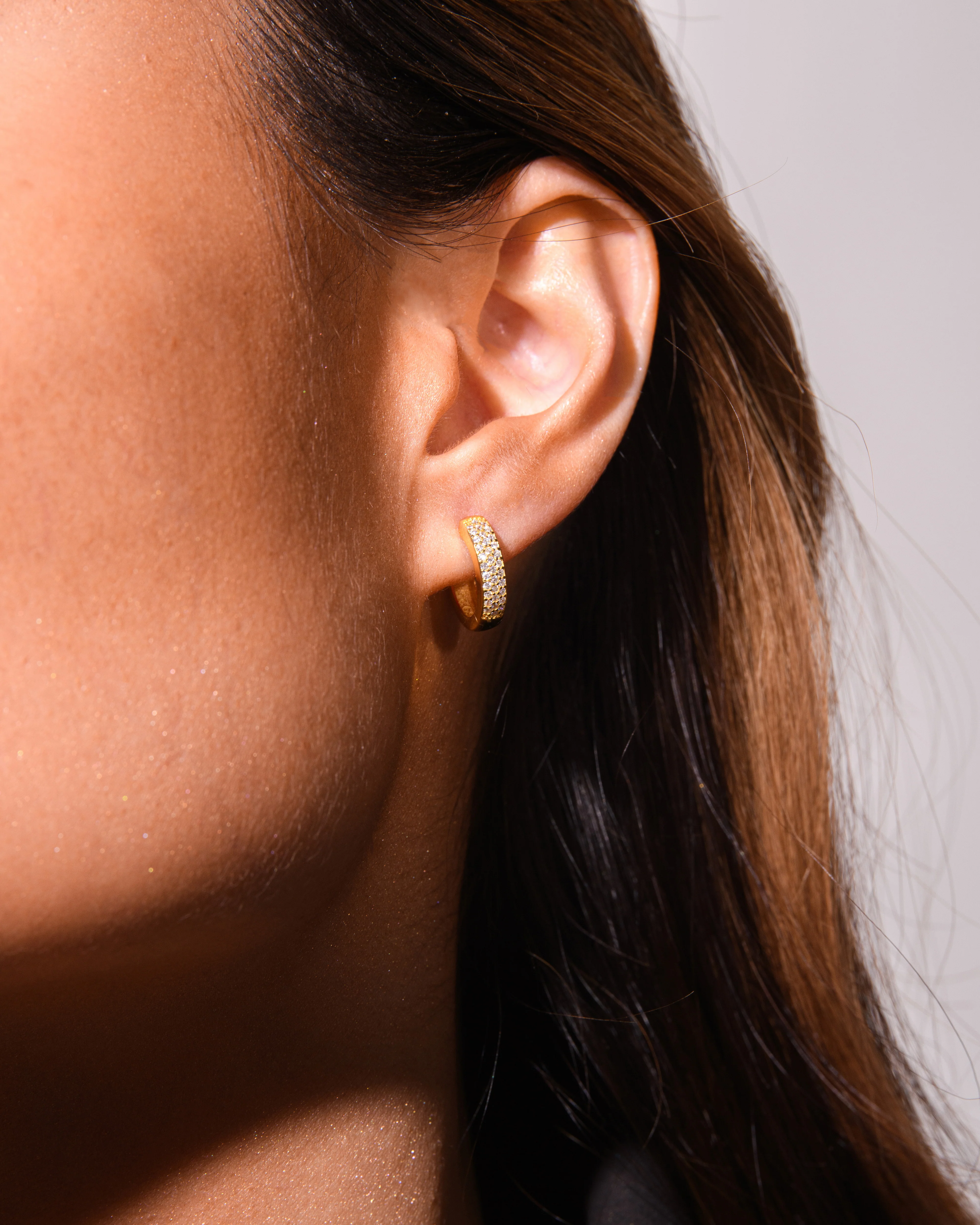 Small Bold Pave Hoops in Gold - Image 3