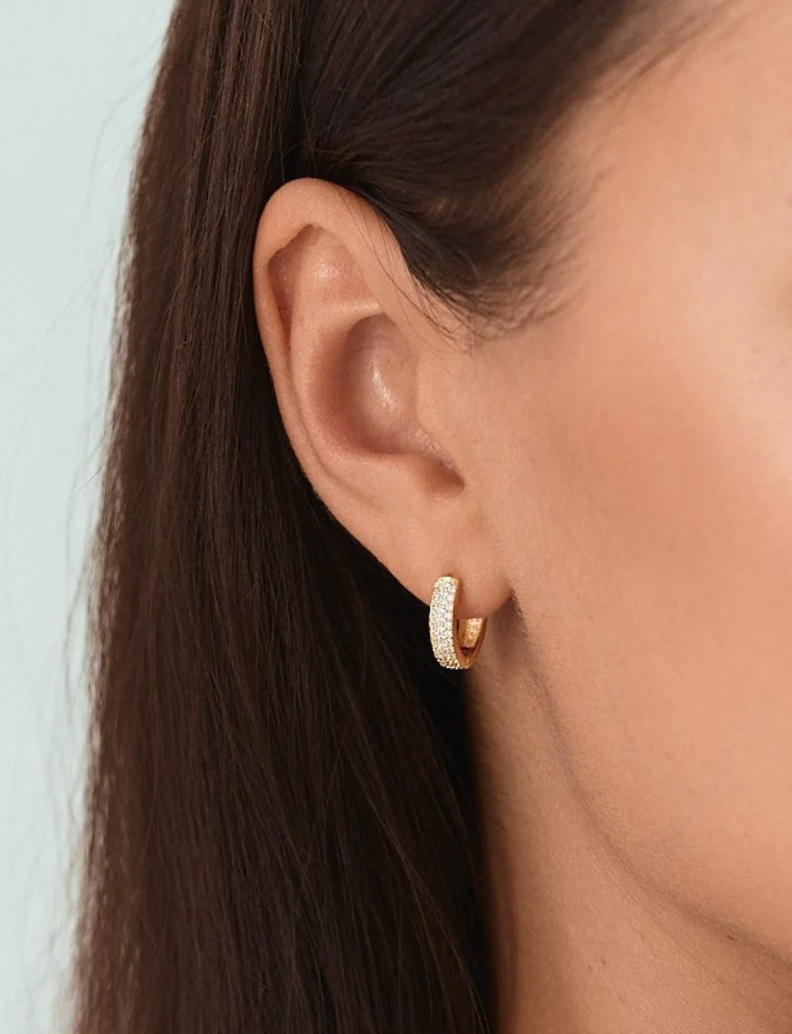 Small Bold Pave Hoops in Gold - Image 4