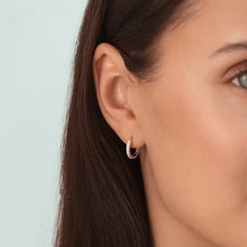 Small Pave Hoops Silver - Image 7