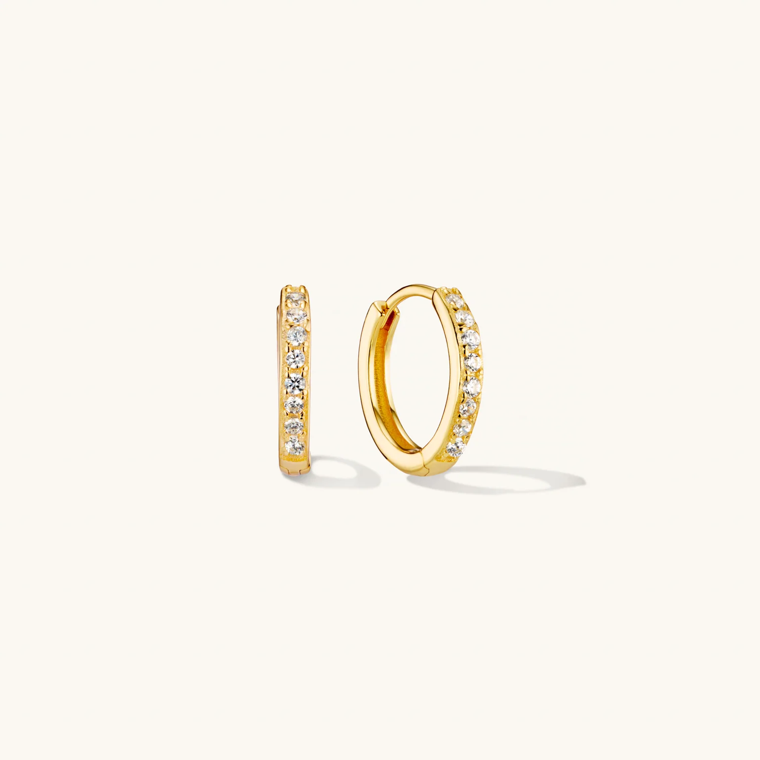 Small Pave Hoops Gold