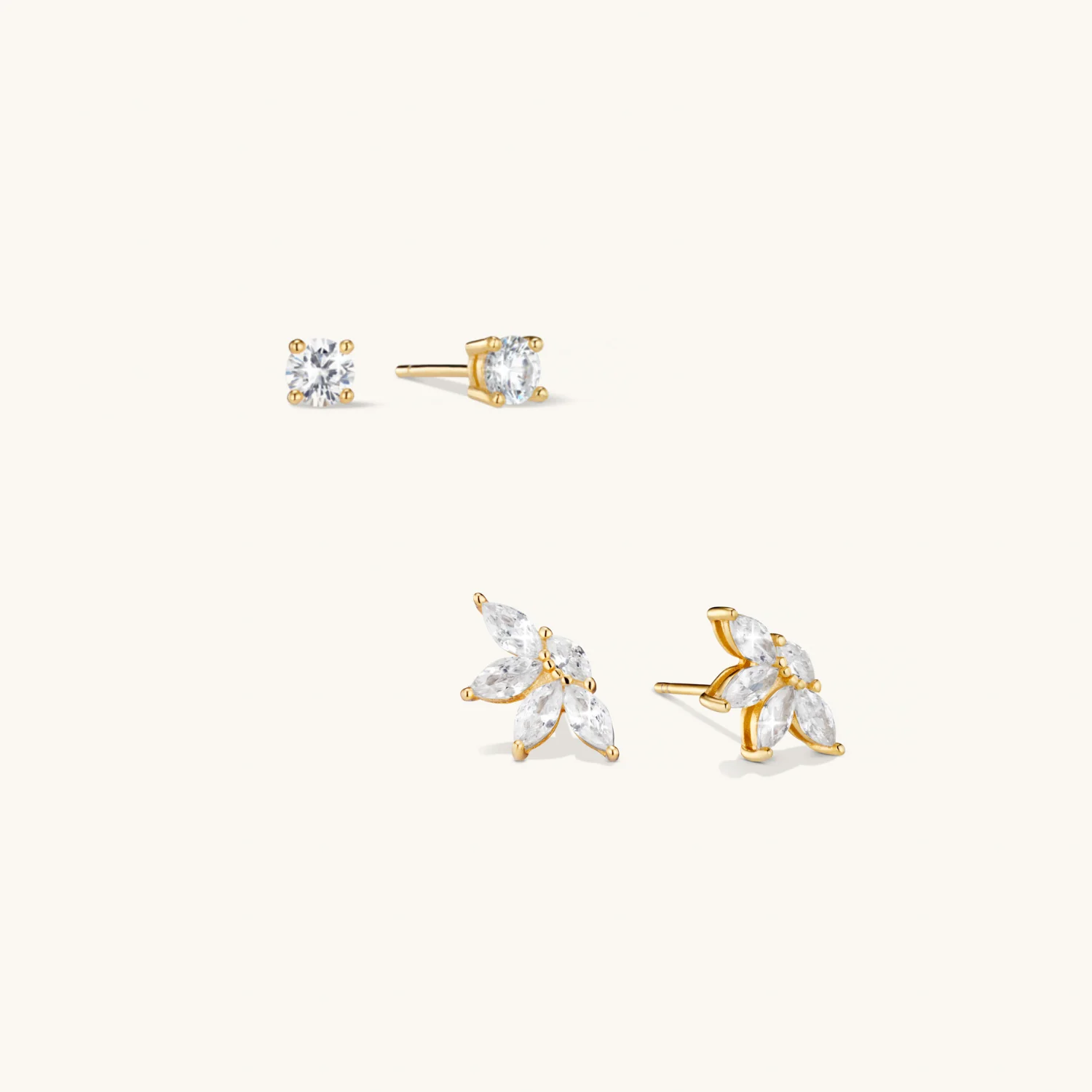 Navette Gemstone Studs & Diamond Studs Gold