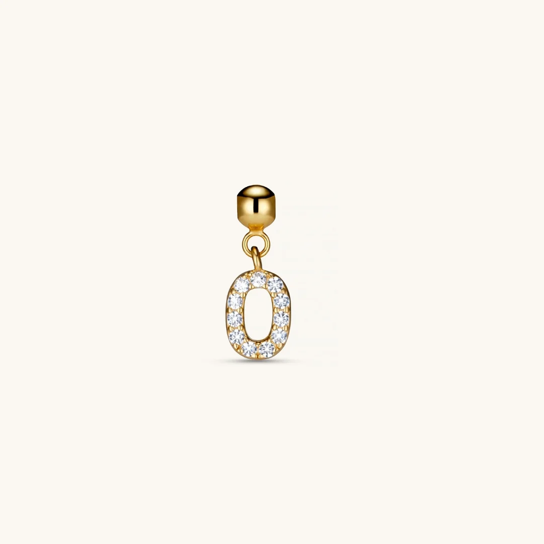 O Diamond Initial Charm Gold
