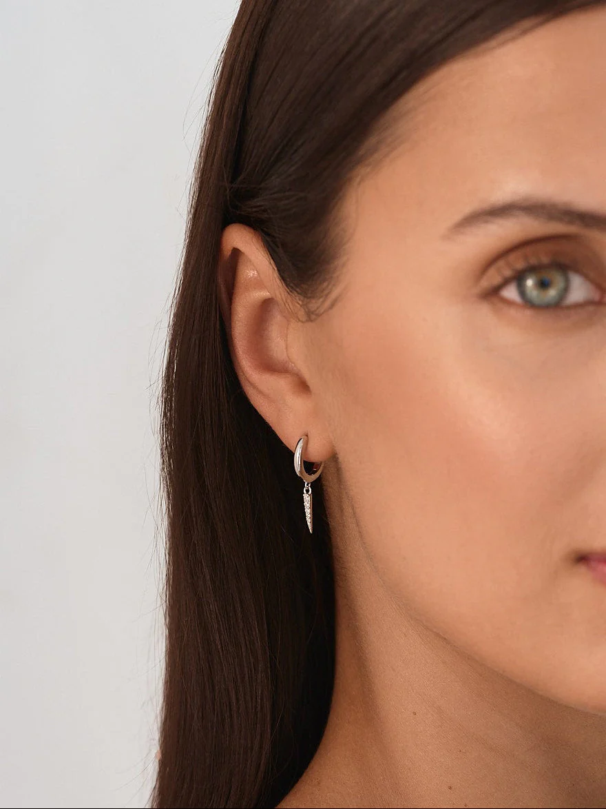 Pave Drop Earrings Silver - Image 4