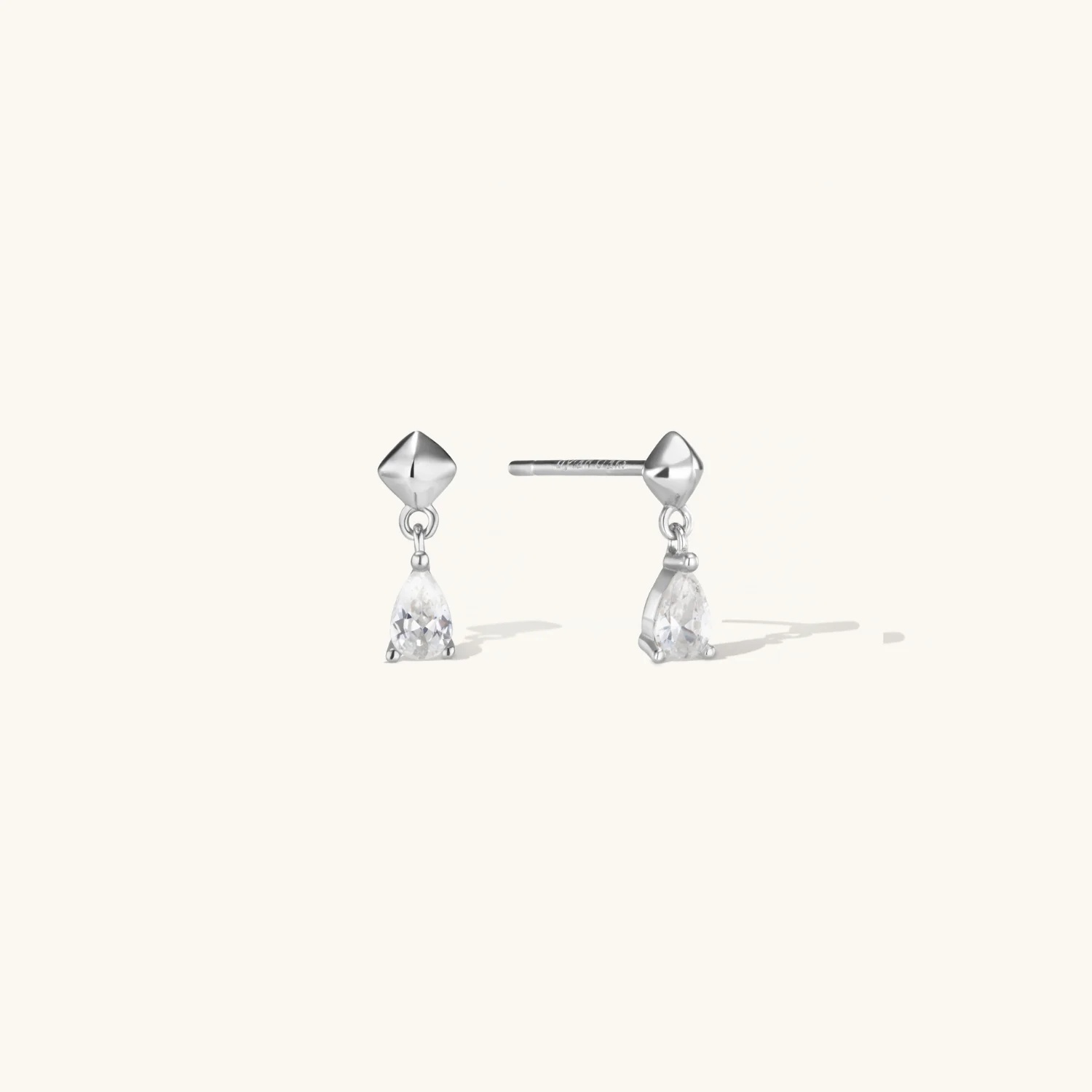 Pear Crystal Drop Earrings Silver