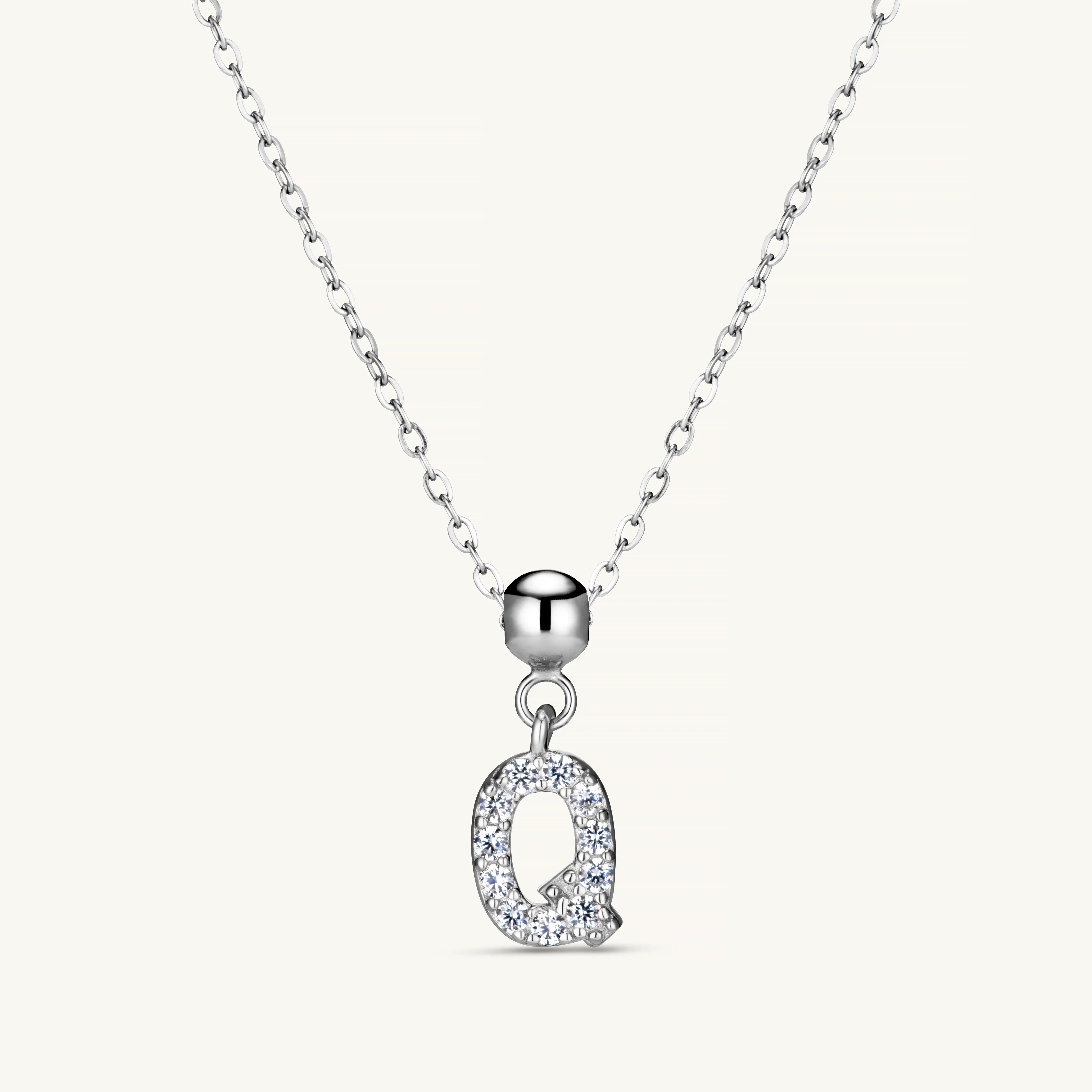 Q Diamond Initial Charm Silver - Image 3