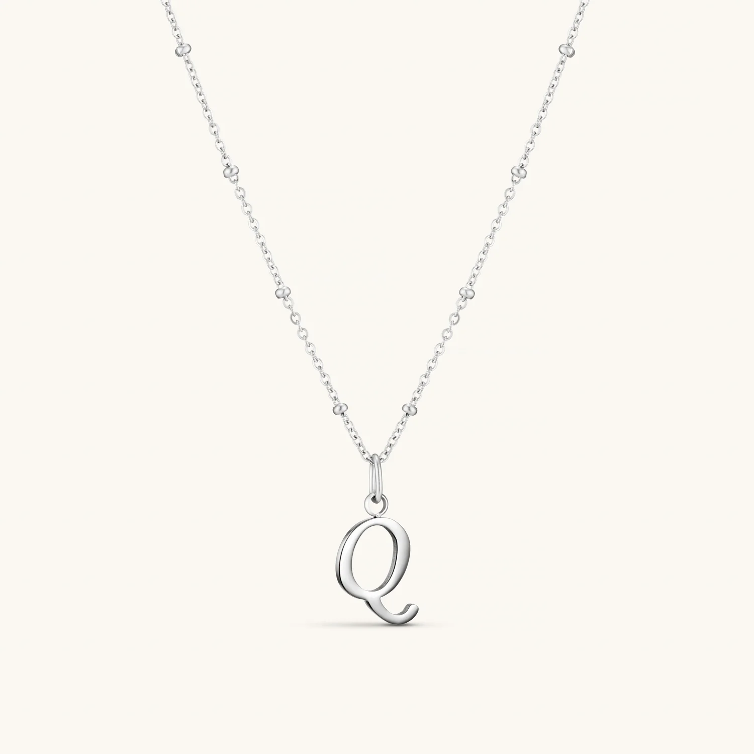 Q Script Initial Necklace Silver