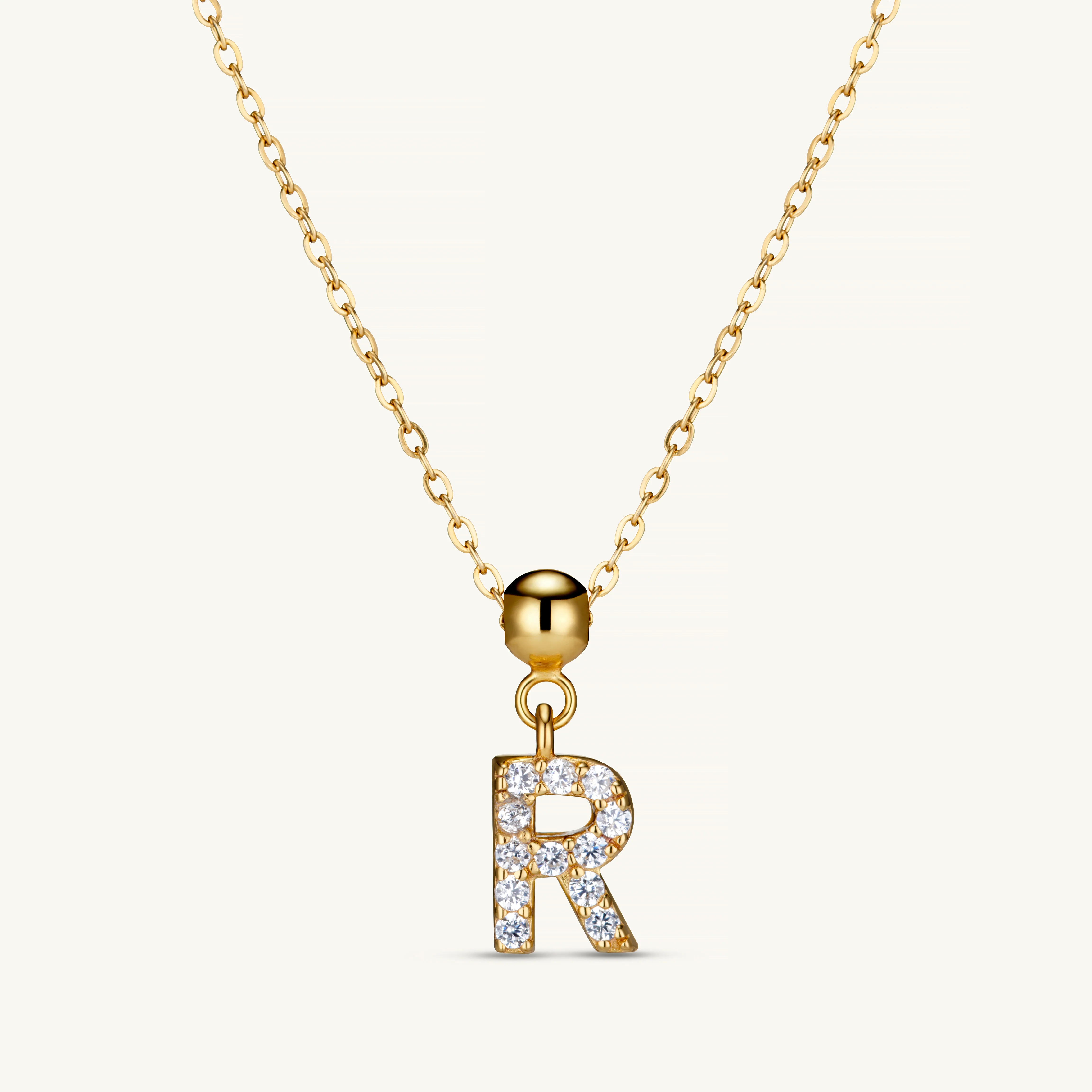 R Diamond Initial Charm Gold - Image 3