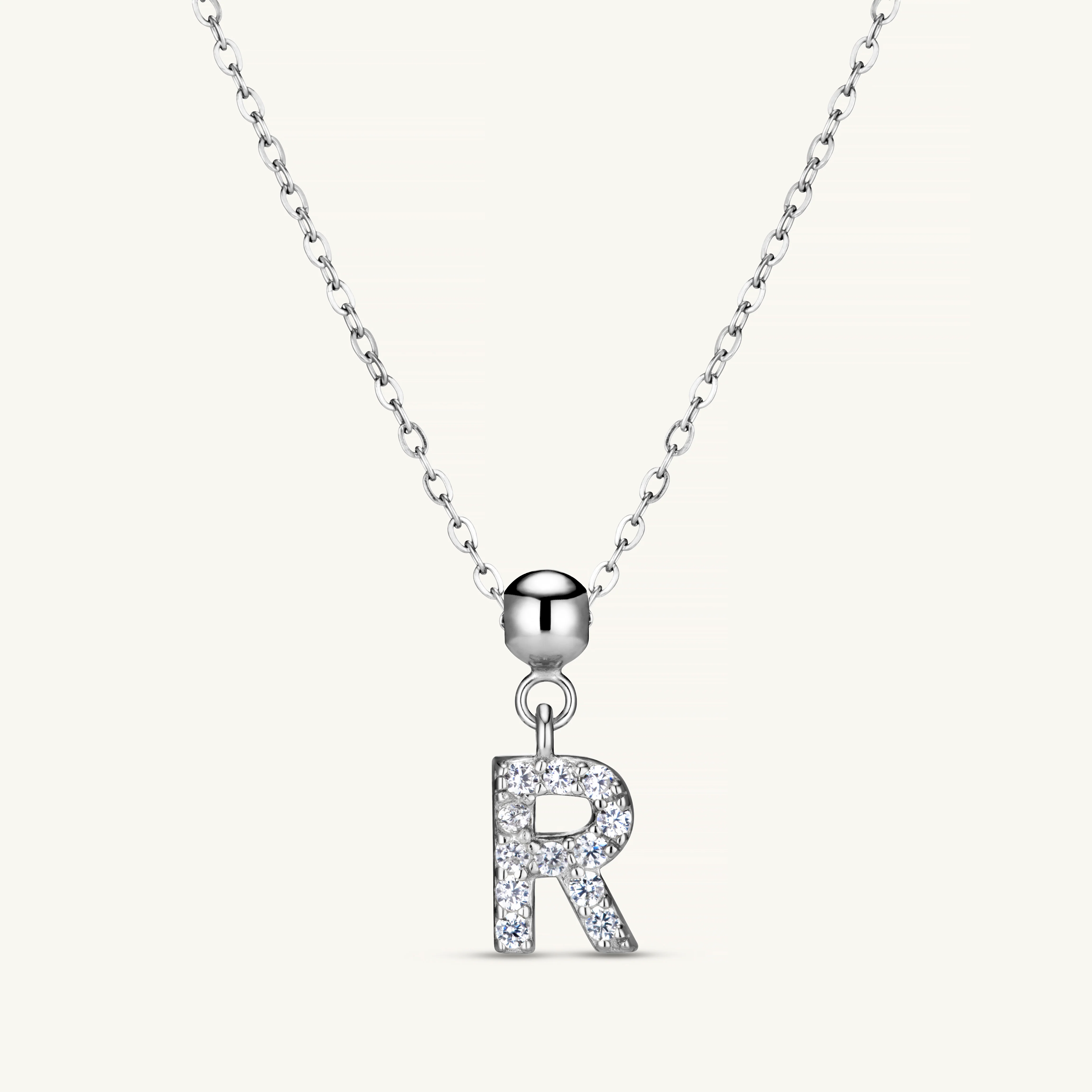 R Diamond Initial Charm Silver - Image 3