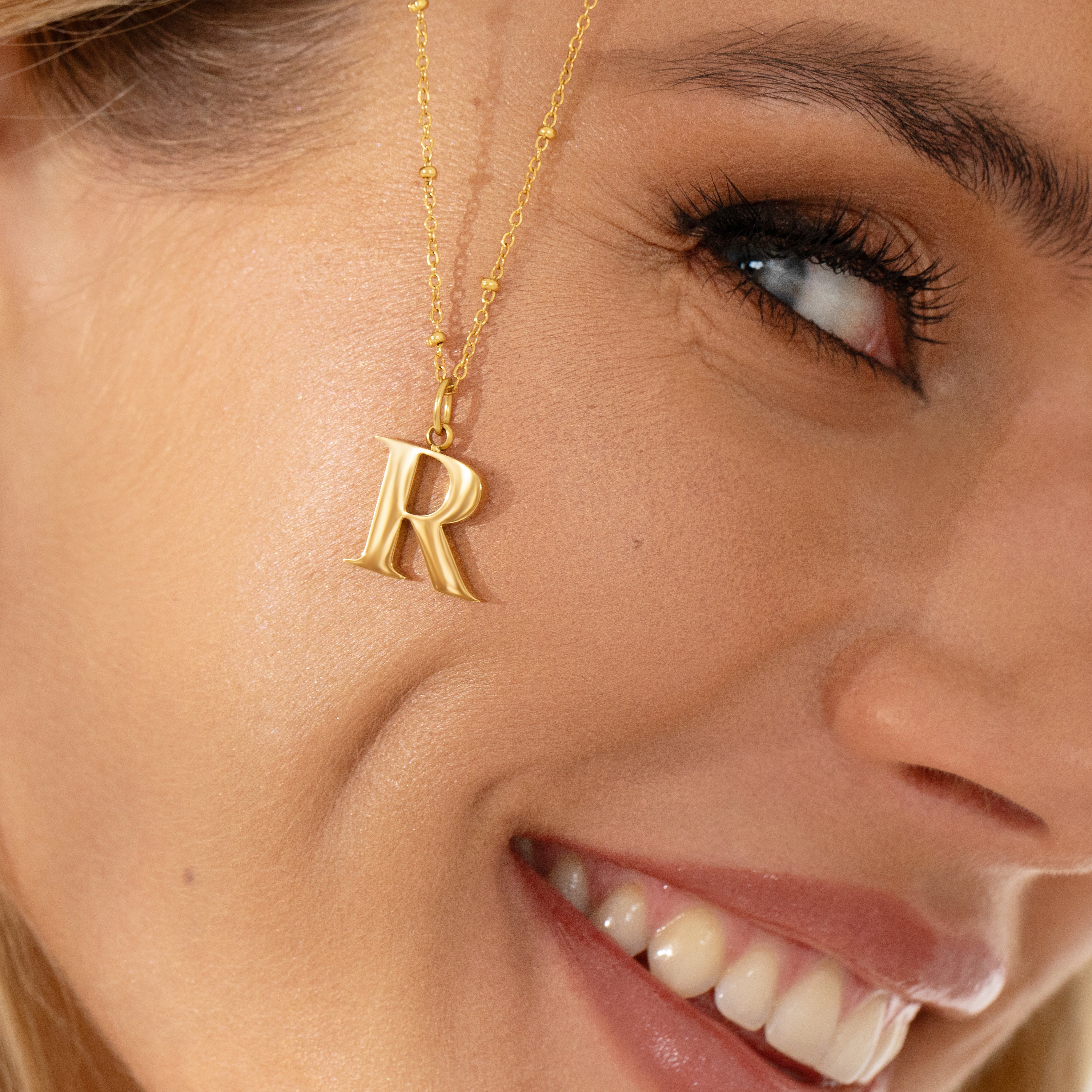R Initial Pendant Necklace Silver - Image 2