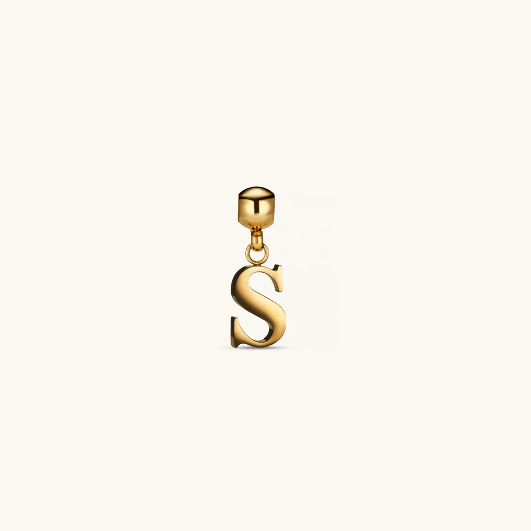 S Classic Initial Charm Gold