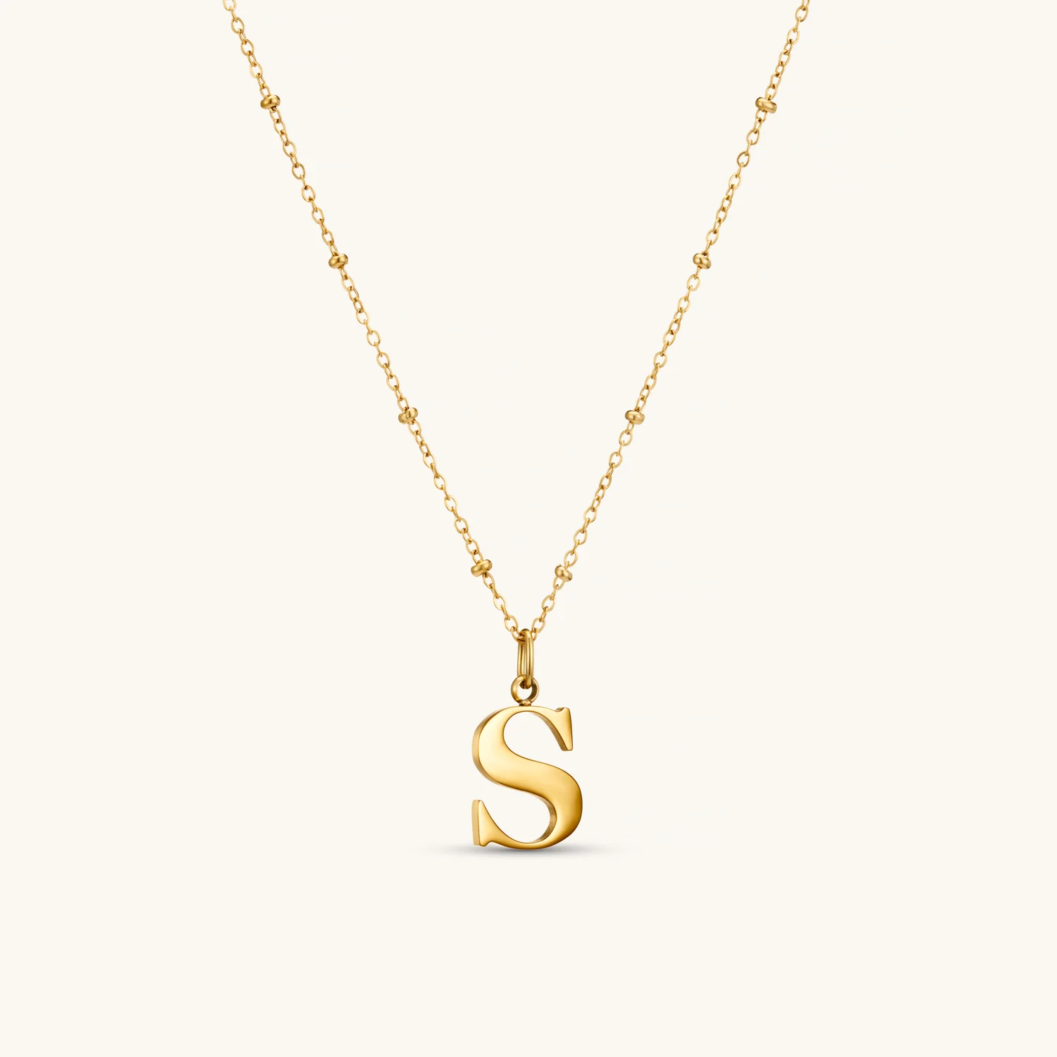 S Initial Pendant Necklace Gold