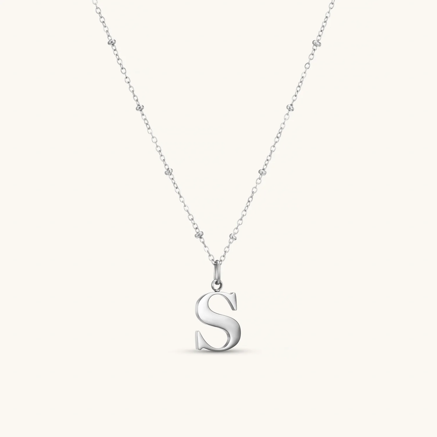 S Initial Pendant Necklace Silver