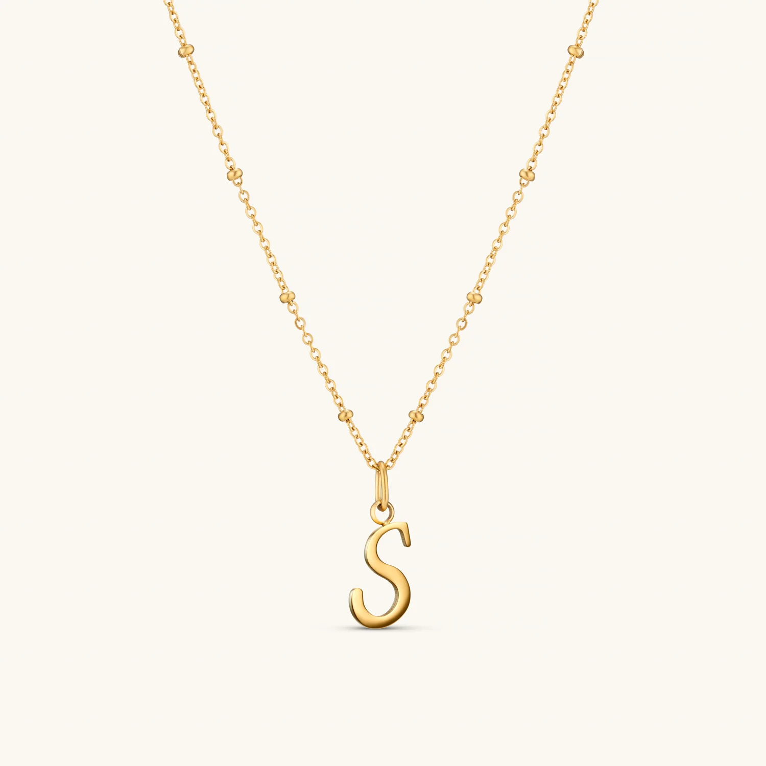 S Script Initial Necklace Gold