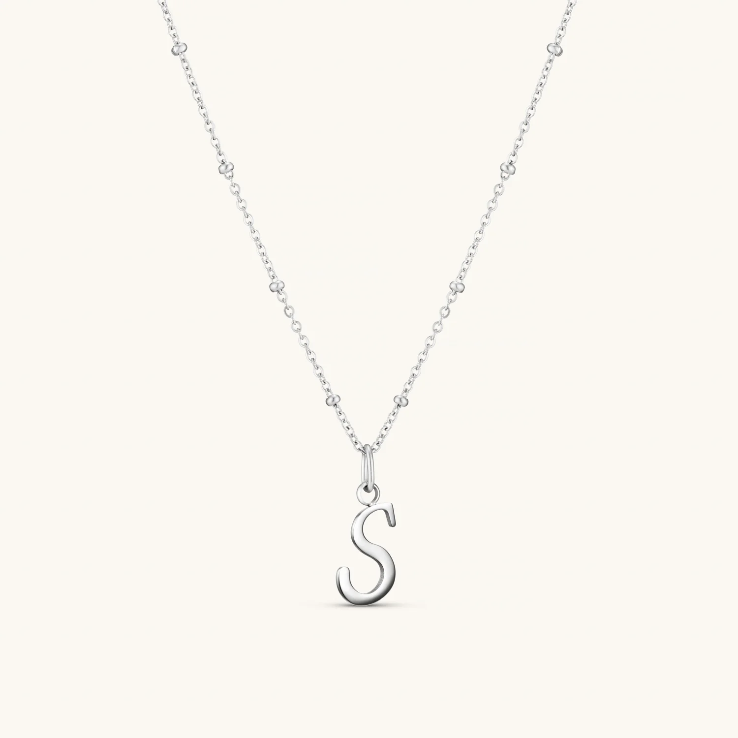 S Script Initial Necklace Silver