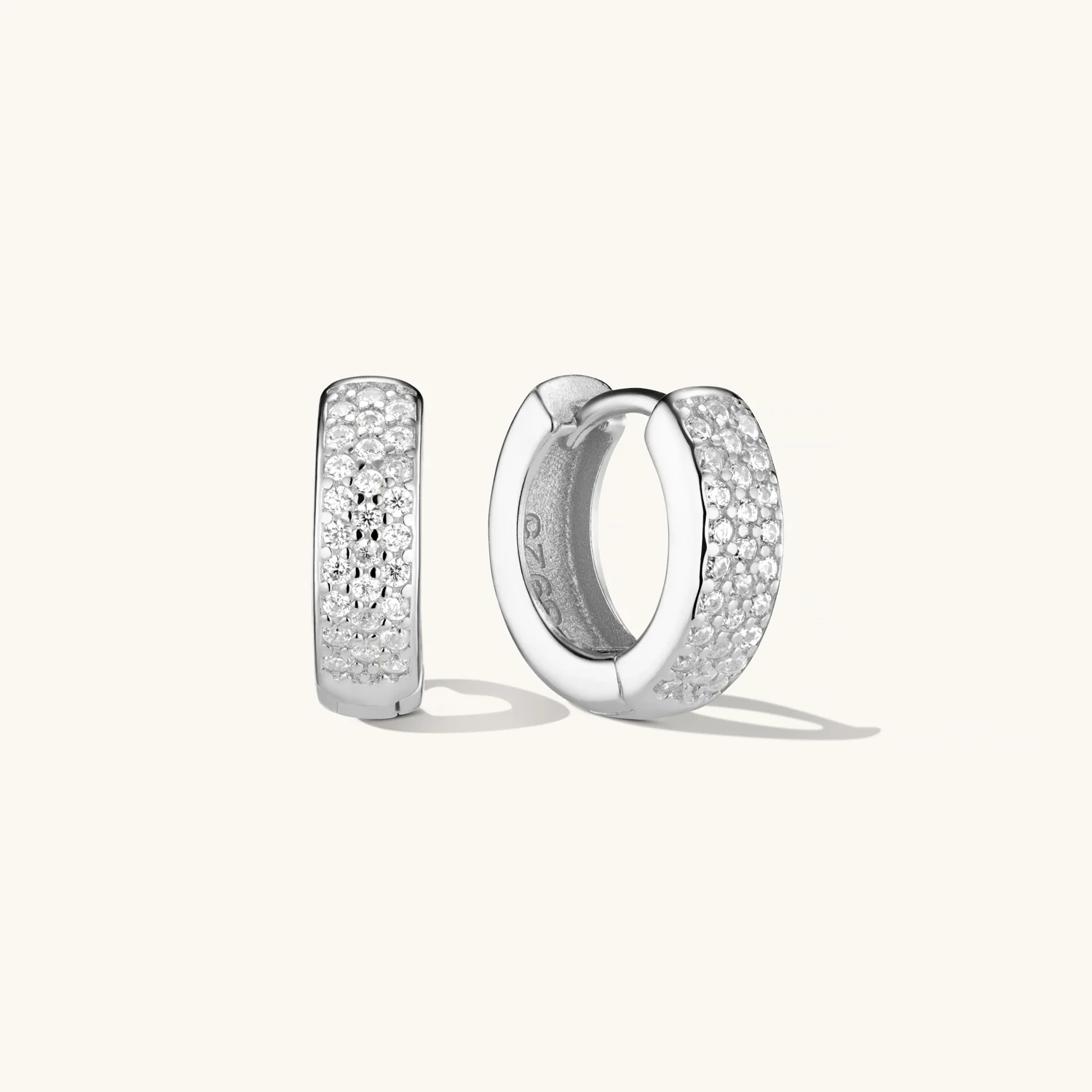 Bold Pave Huggies Silver