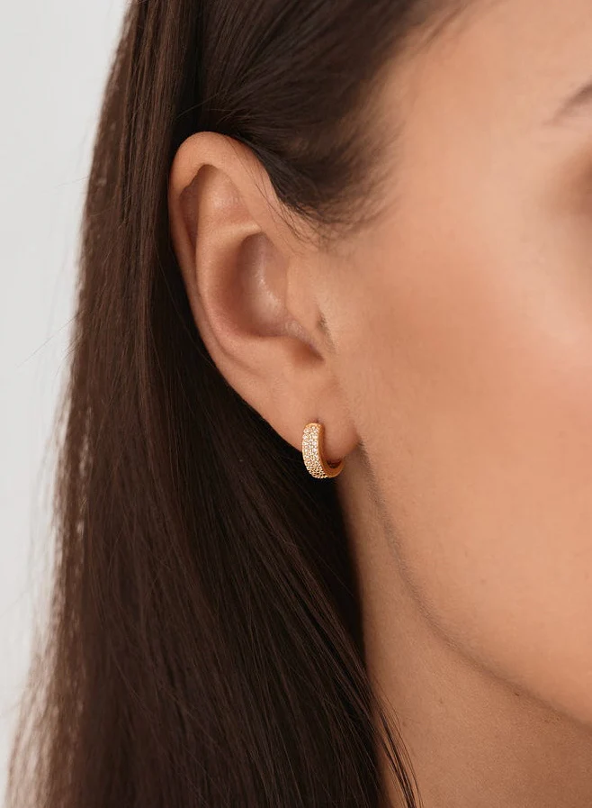 Bold Pave Huggies in Gold - Image 6