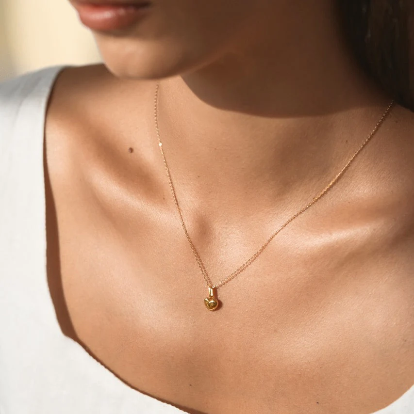 Solid Gold Heart Necklace - Image 3