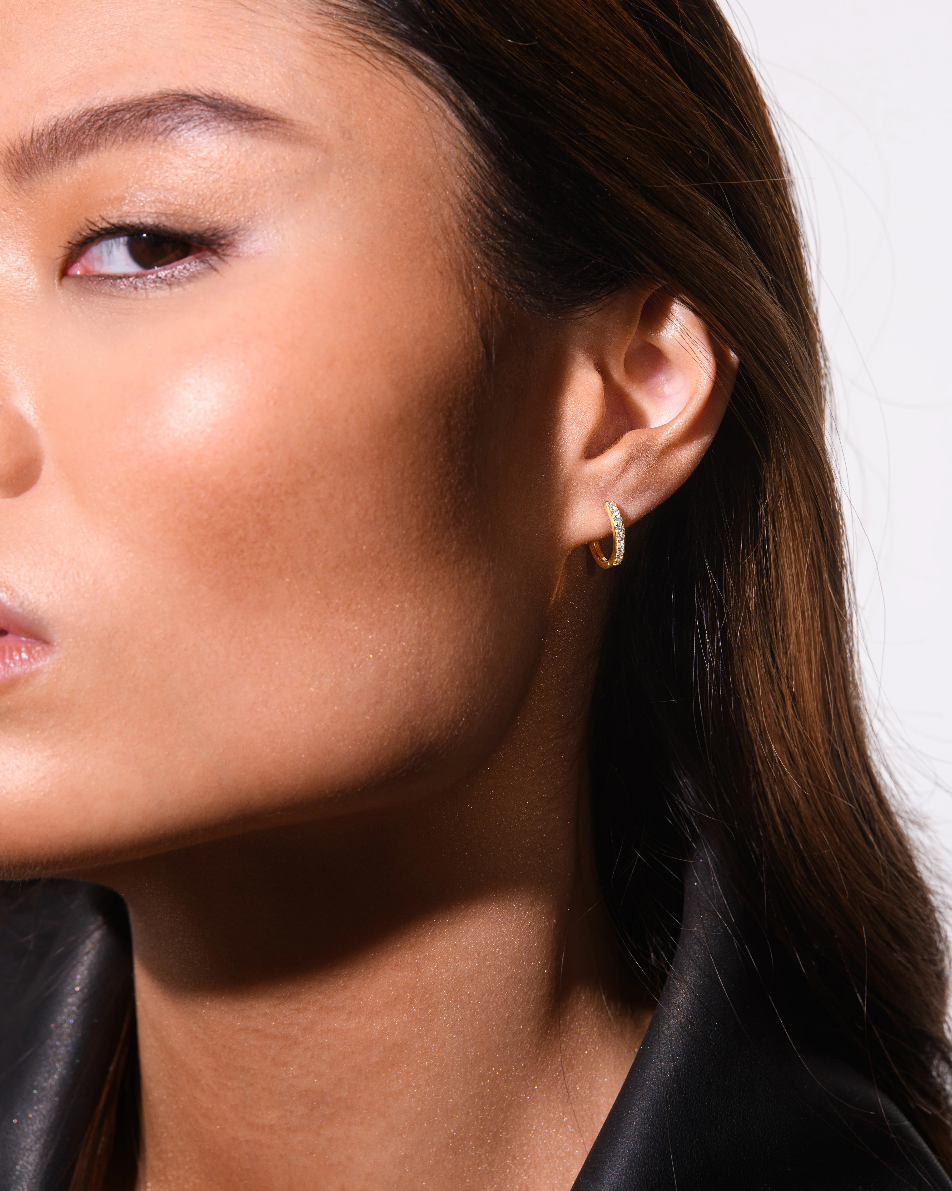 Small Pave Hoops Gold - Image 5