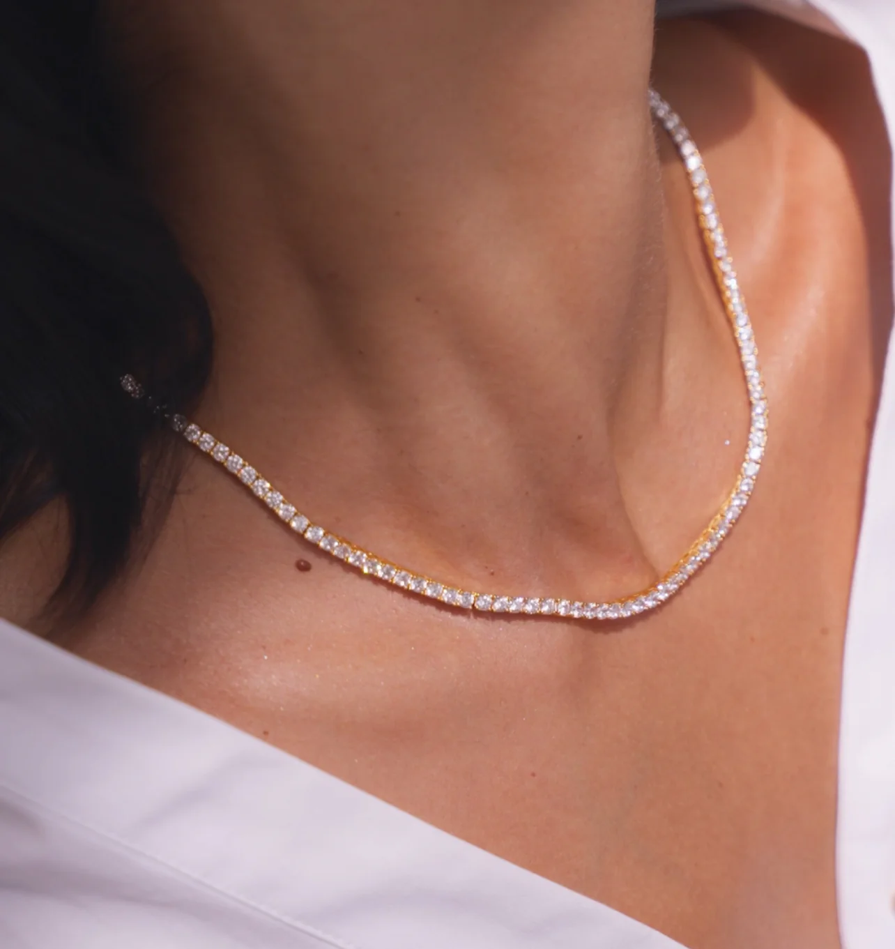 Tennis Necklace & Bracelet Set in Silver - Image 4