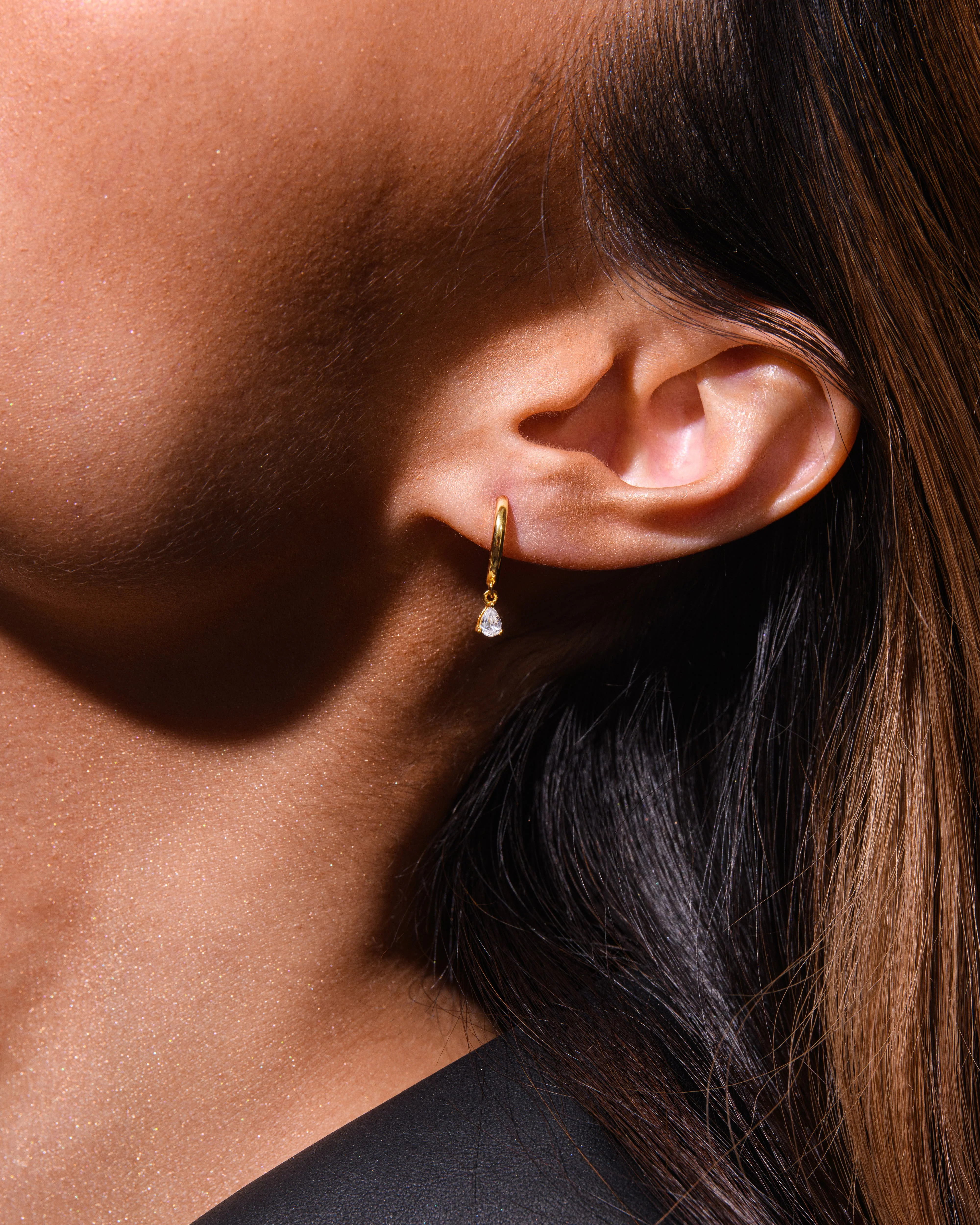 Trinity Infinity Bracelet & Crystal Drop Hoops Set in Gold - Image 3