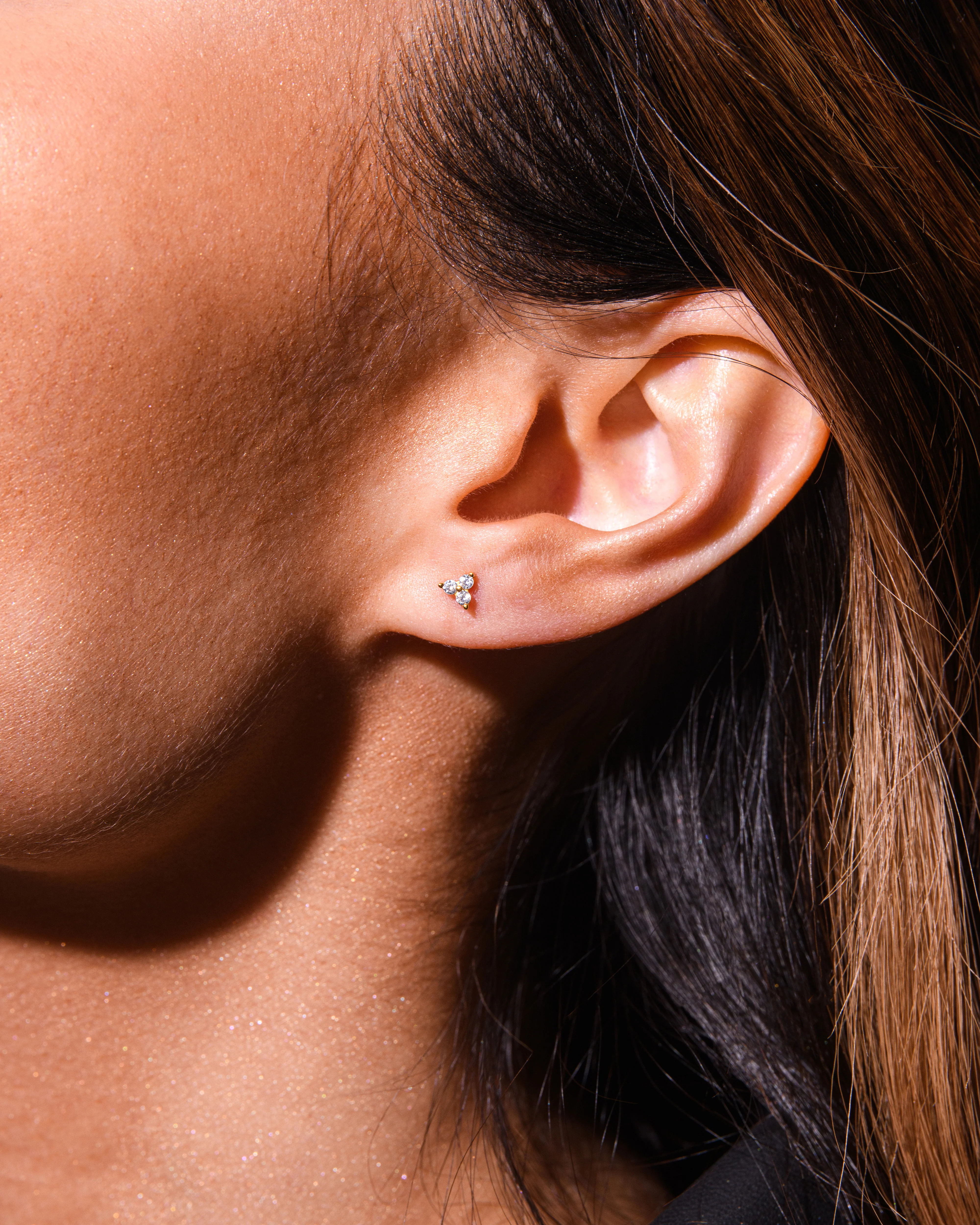 Trinity Stud Earrings Silver - Image 3