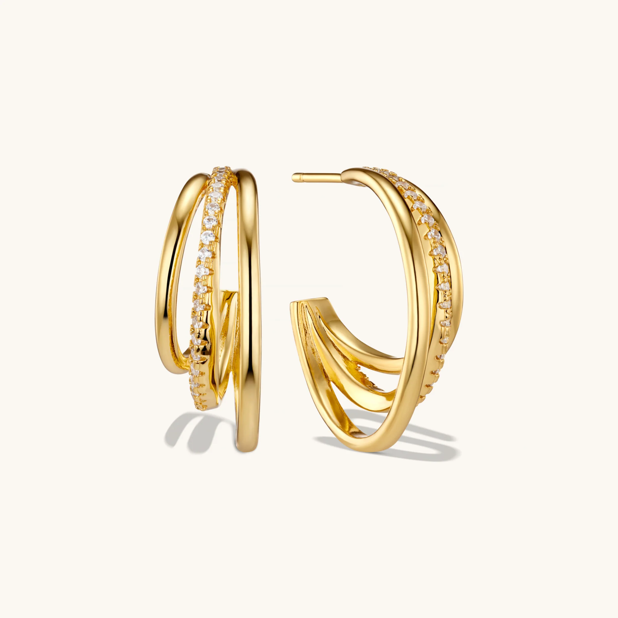 Trio Layered Hoops Gold - Image 2