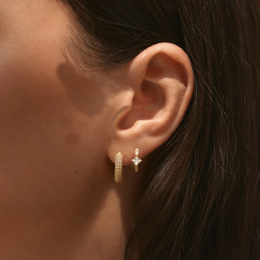 Twilight Crystal Hoop Earrings Gold - Image 5