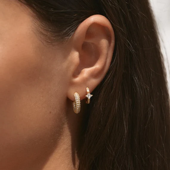 Twilight Crystal Hoop Earrings Gold - Image 8