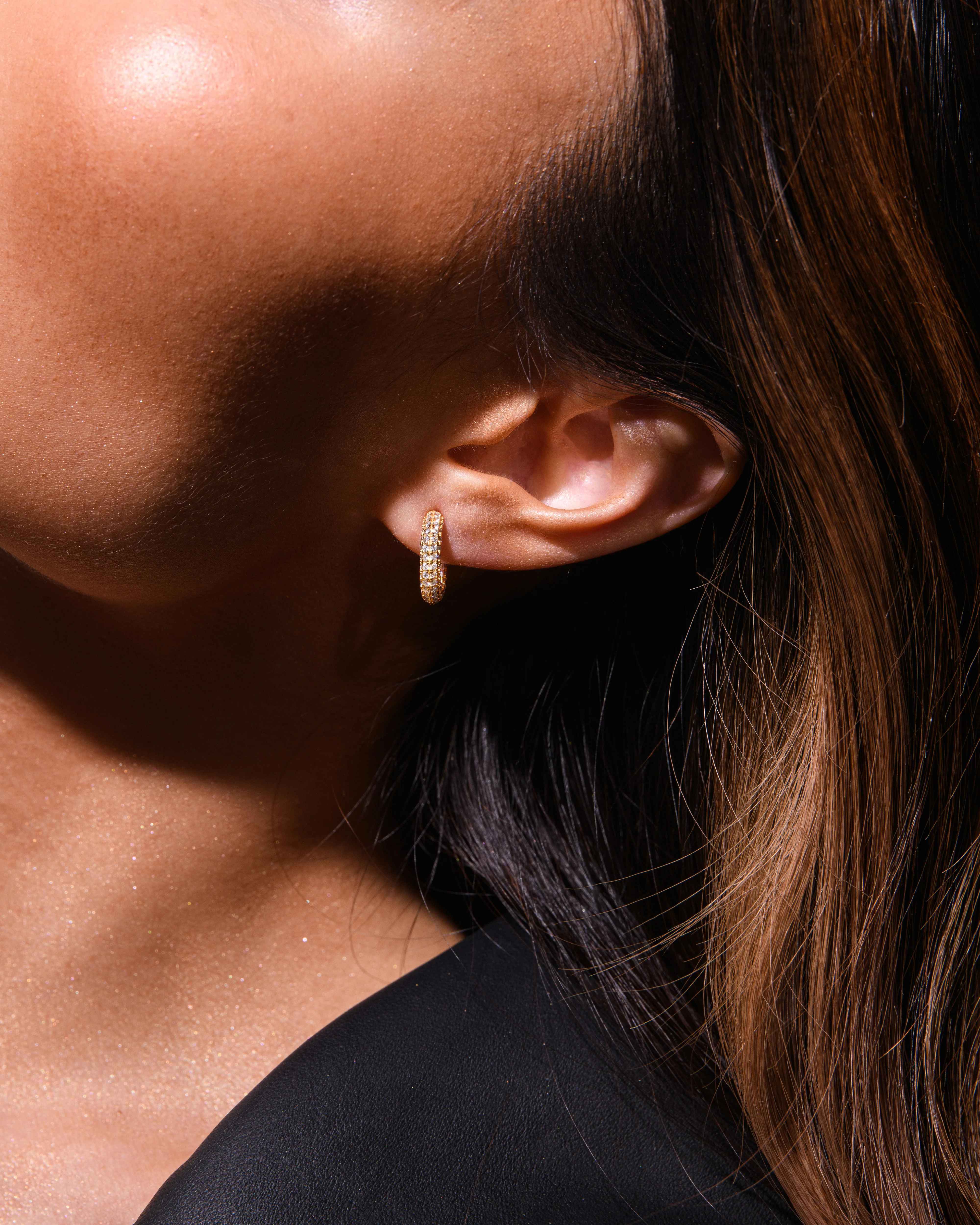 Twilight Crystal Hoop Earrings Gold - Image 4