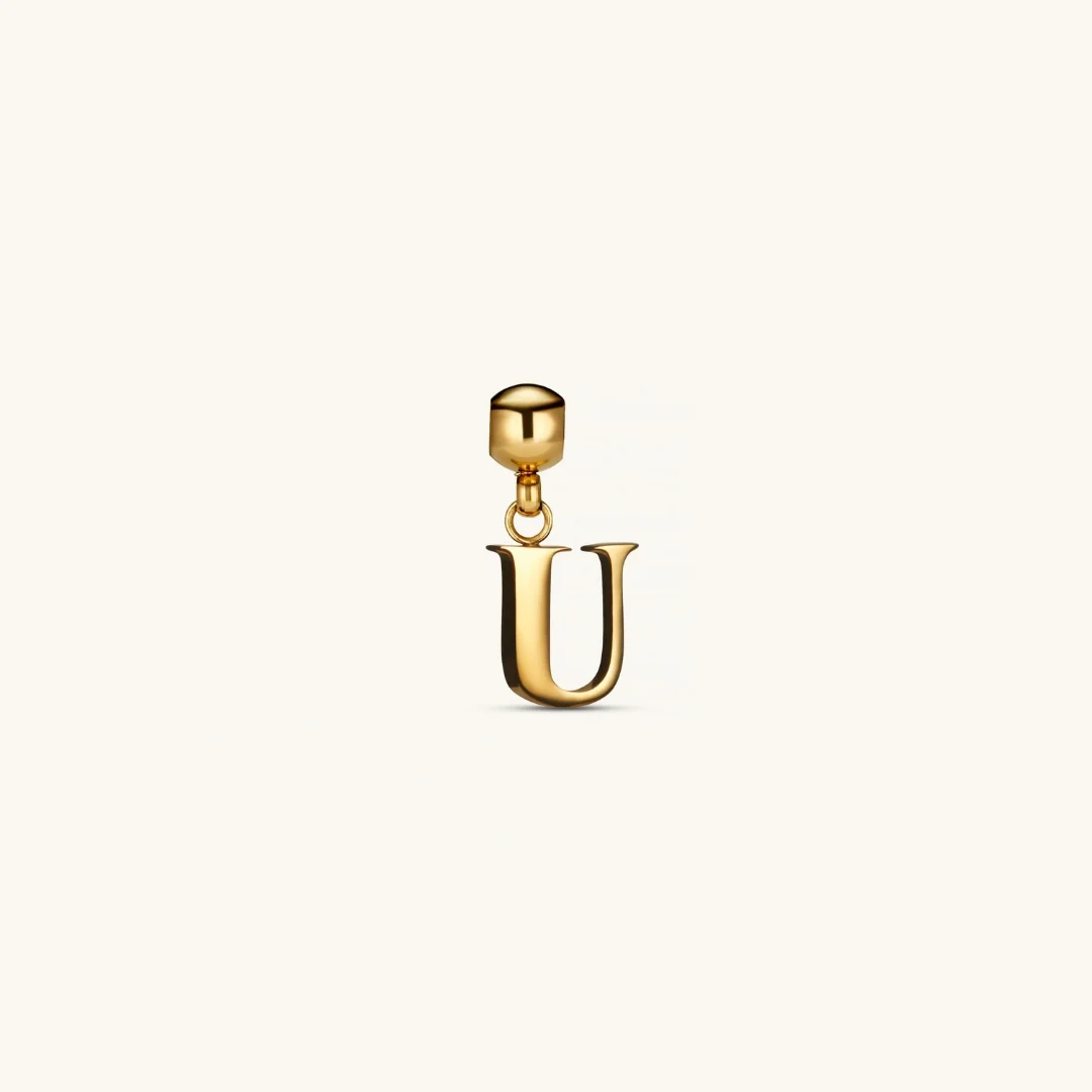 U Classic Initial Charm Gold
