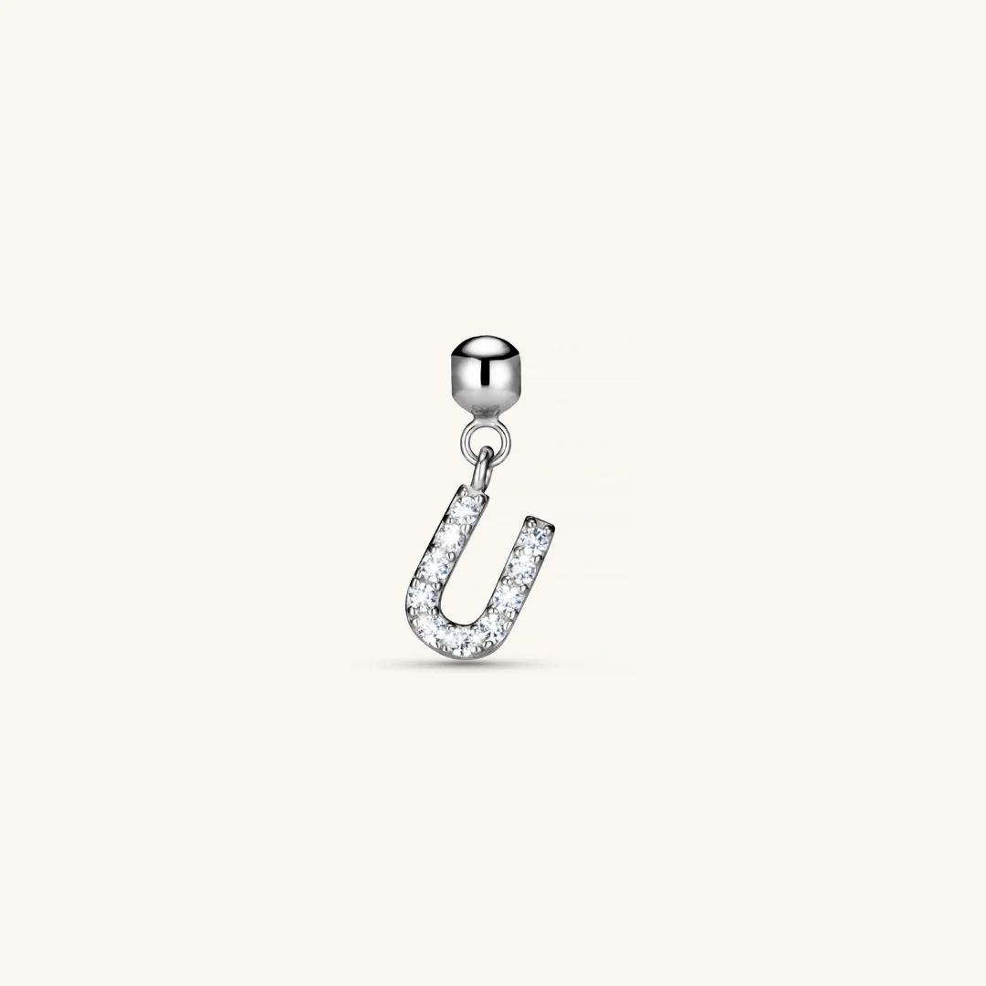 U Diamond Initial Charm Silver