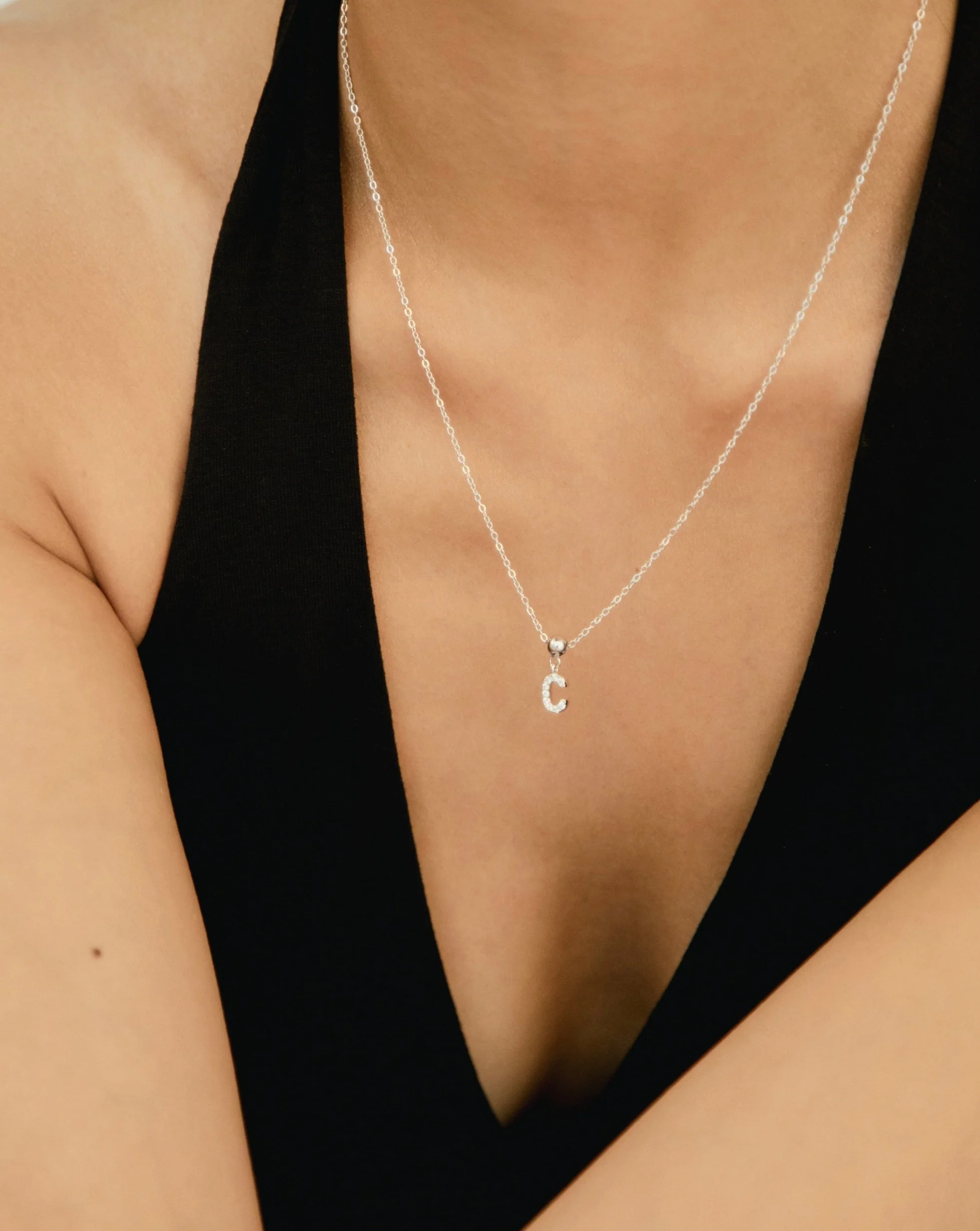 U Diamond Initial Charm Silver - Image 2