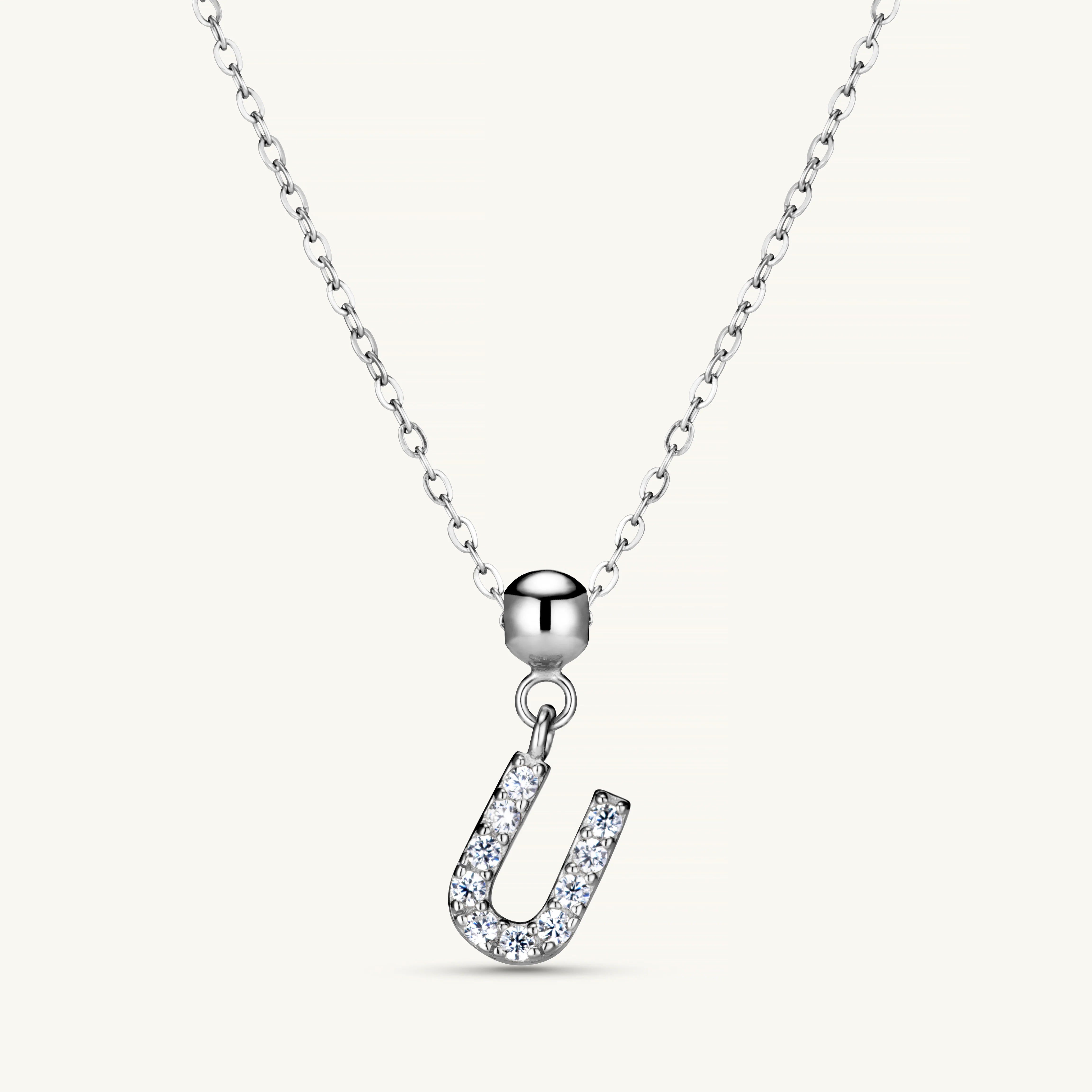 U Diamond Initial Charm Silver - Image 3