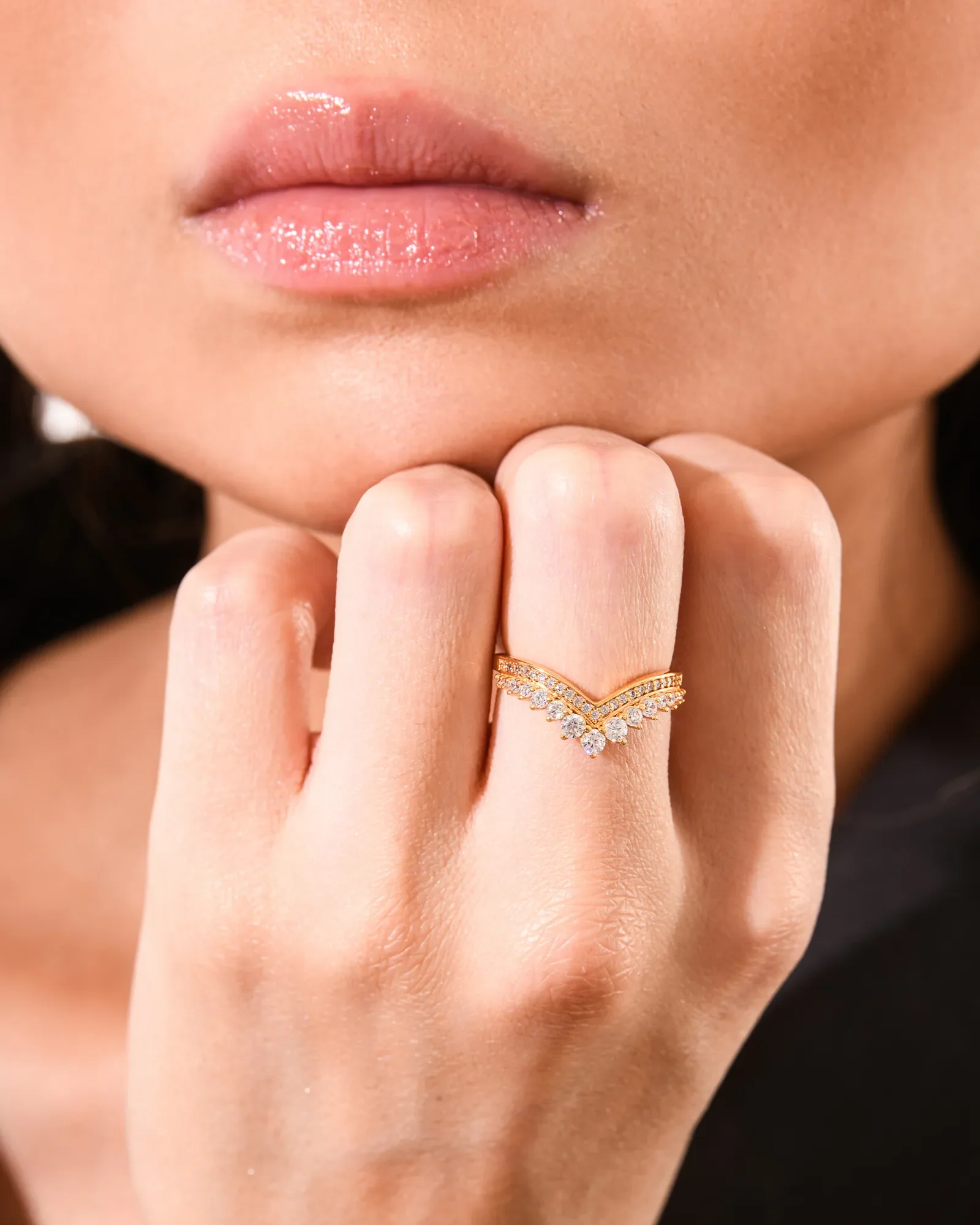 Wishbone Jewel Ring in Gold - Image 4