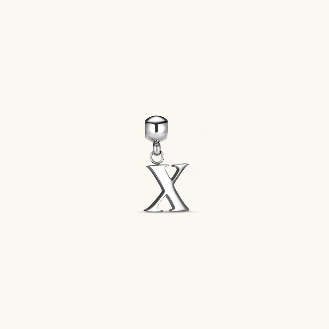 X Classic Initial Charm Silver