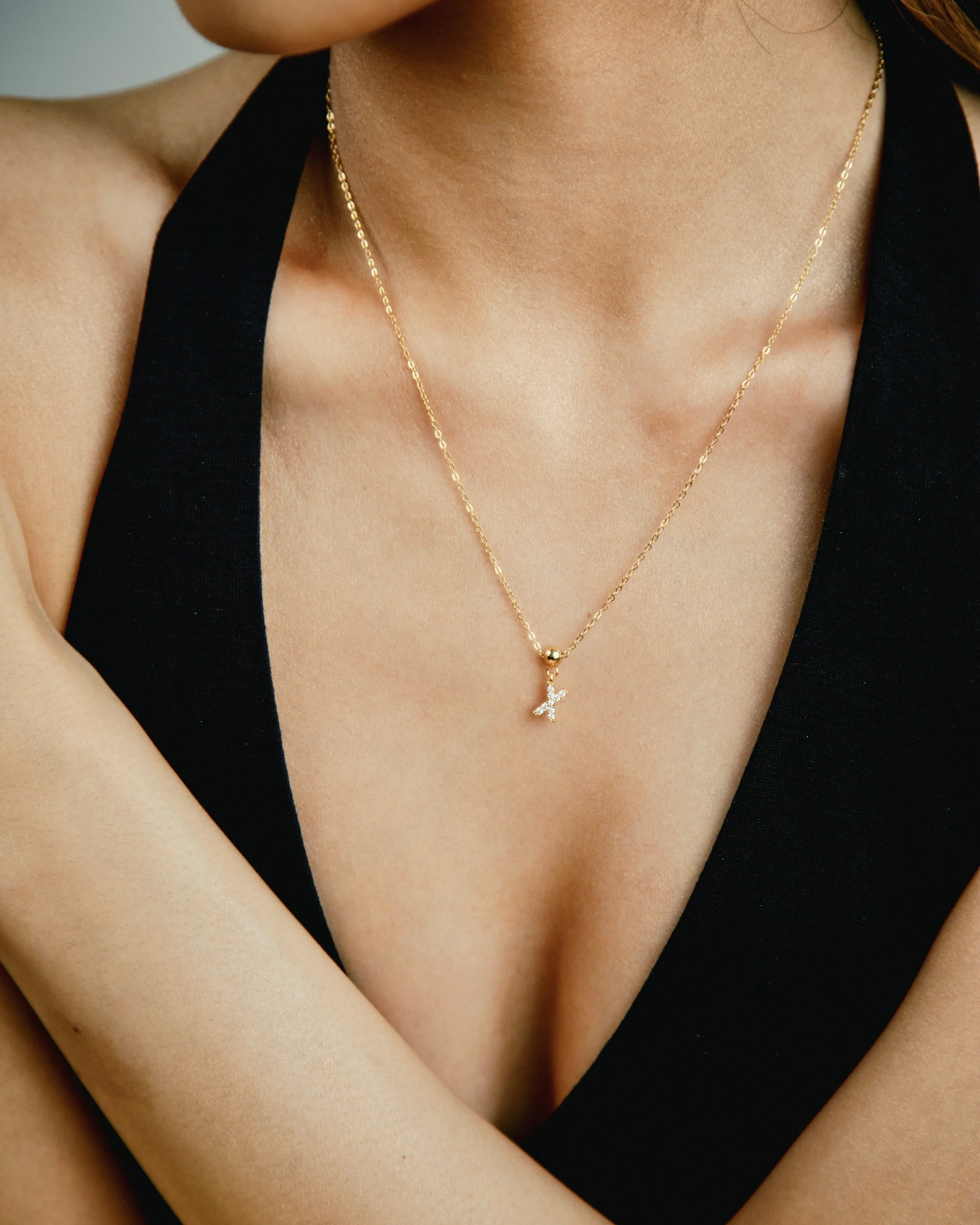 X Diamond Initial Charm Gold - Image 3